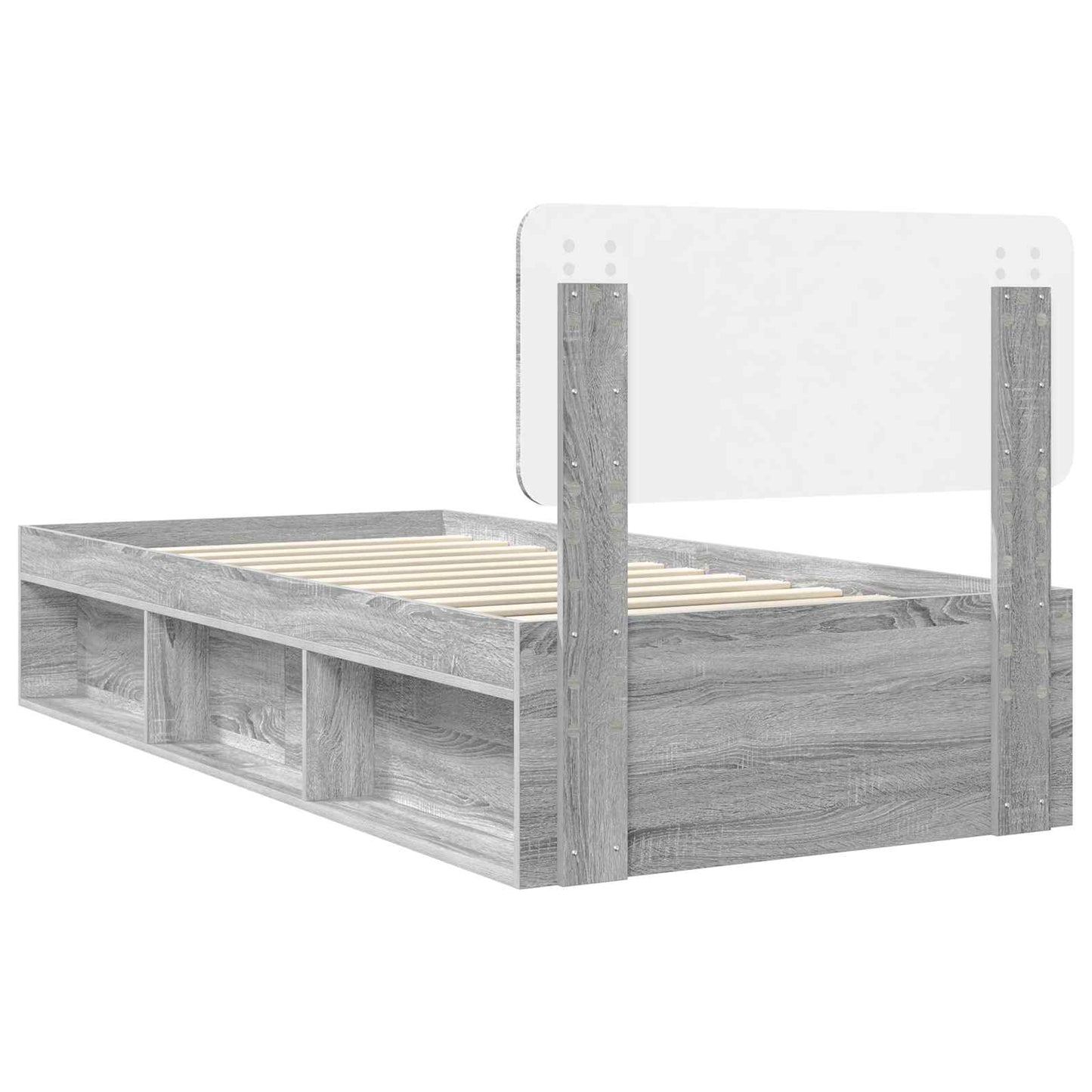 Bed Frame Grey Sonoma 75 x 190 cm Solid Pine Wood