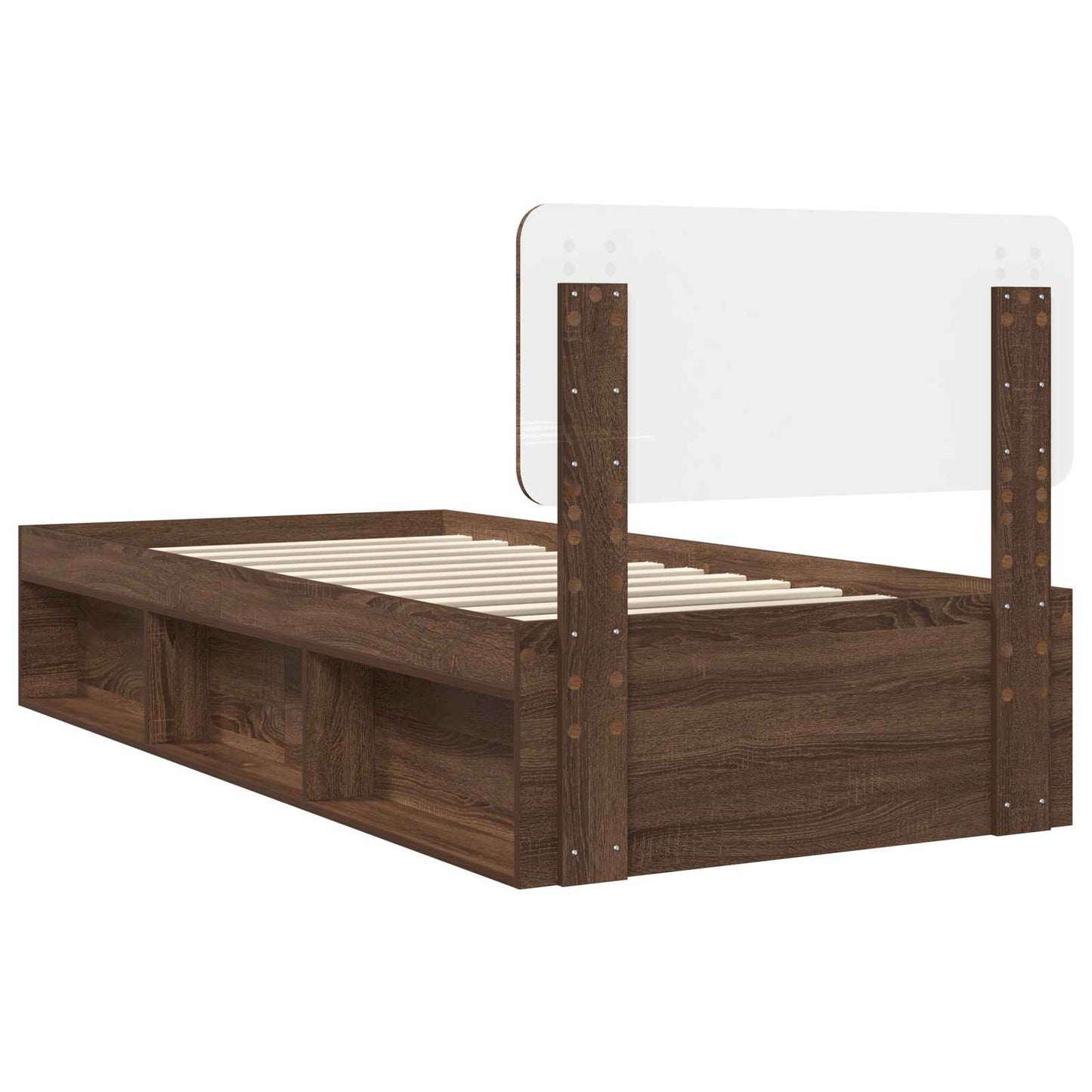 Bed Frame with Headboard Brown Oak 75 x 190 cm Solid Pine Wood