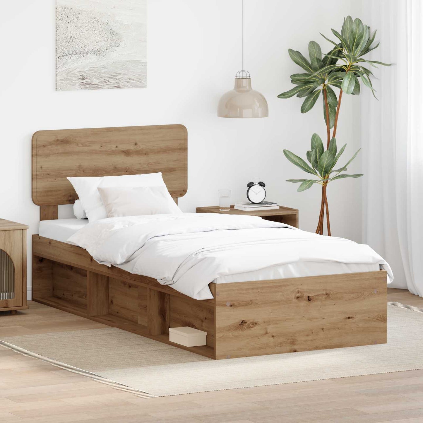 Bed Frame Artisian Oak 75 x 190 cm Solid Pine Wood