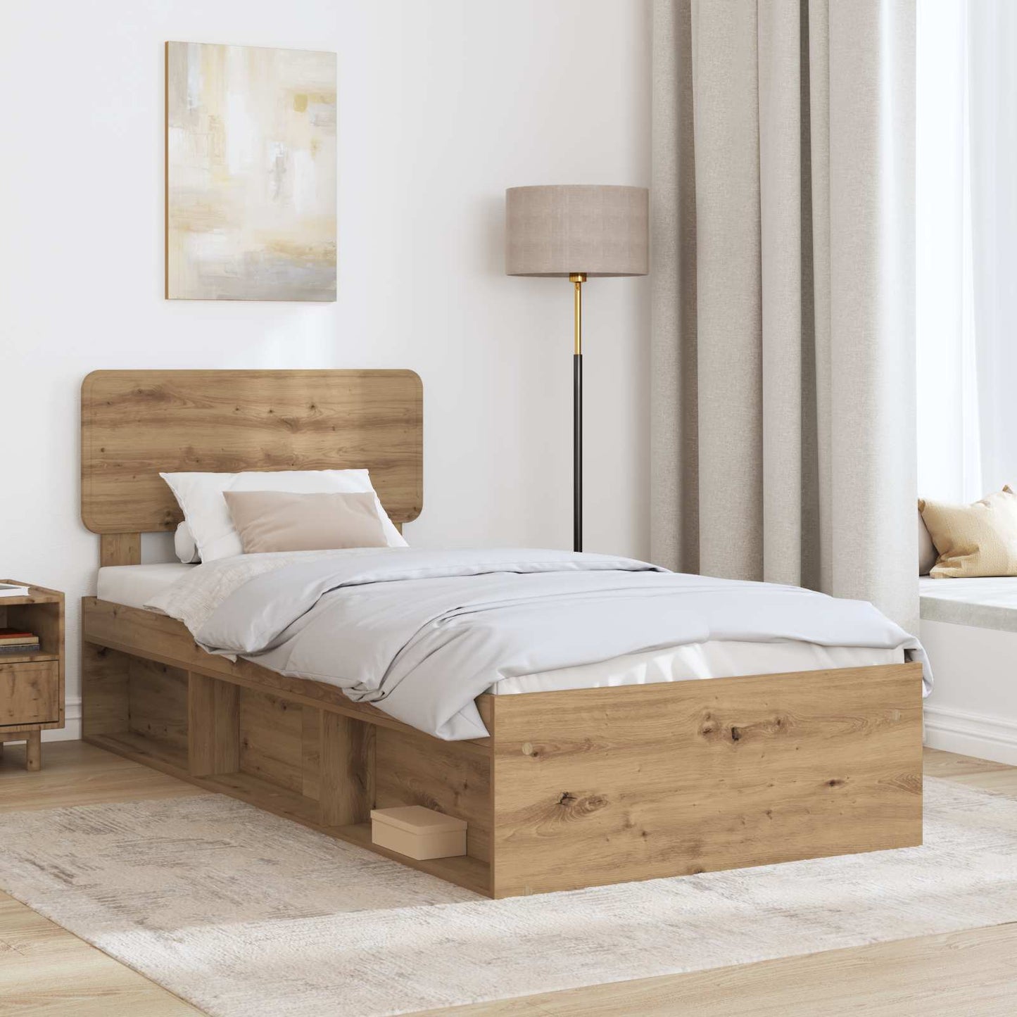 Bed Frame Artisian Oak 75 x 190 cm Solid Pine Wood
