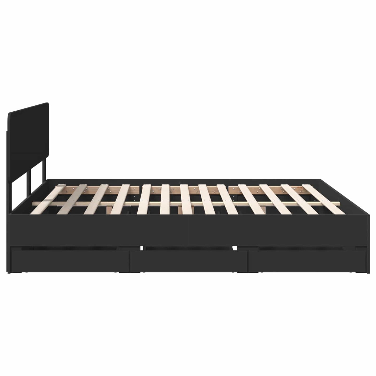 Bed Frame with Drawer Black 200 x 200 cm Engineered Wood