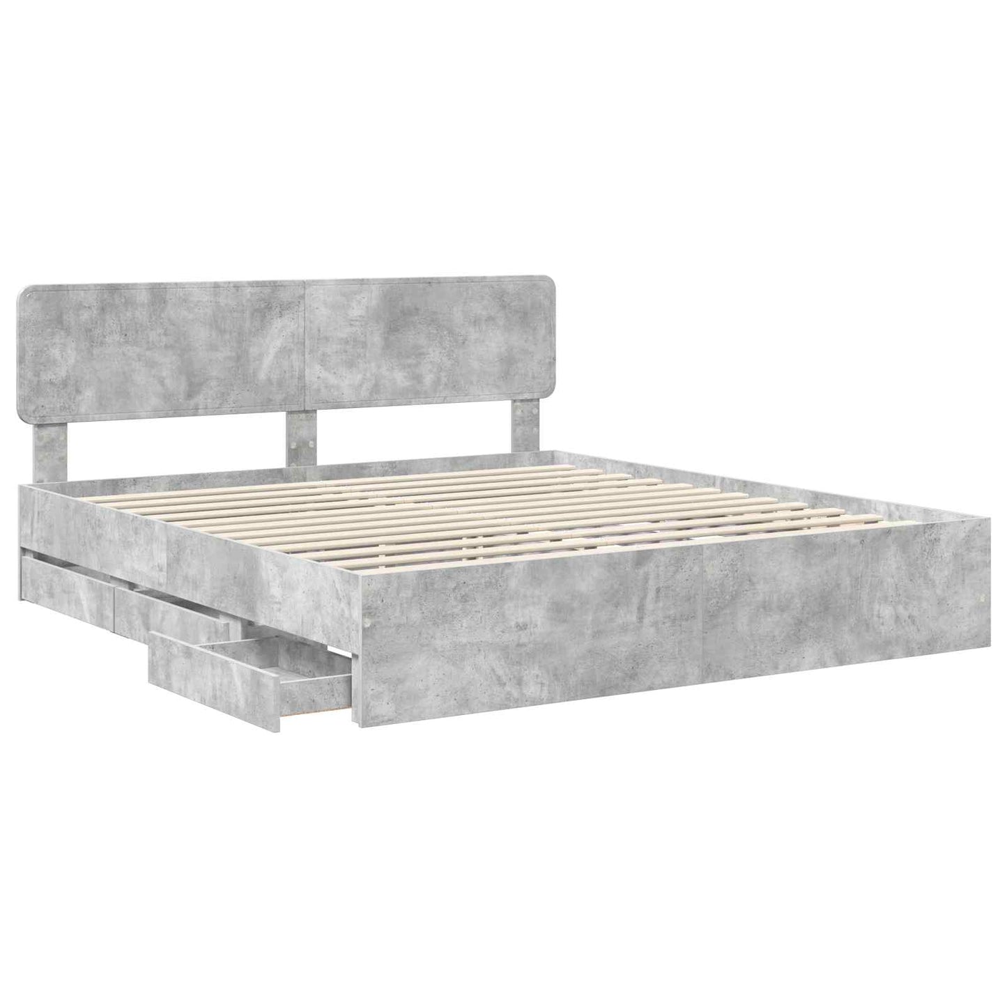 Bed Frame Concrete Grey 200 x 200 cm Engineered Wood