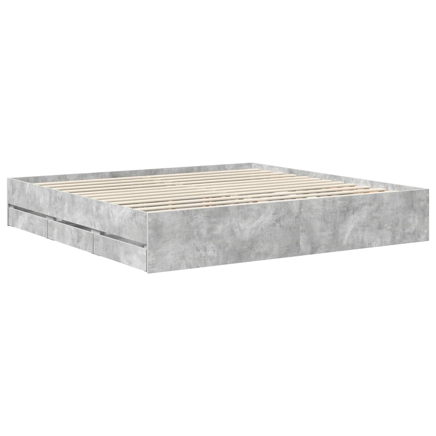 Bed Frame Concrete Grey 200 x 200 cm Engineered Wood