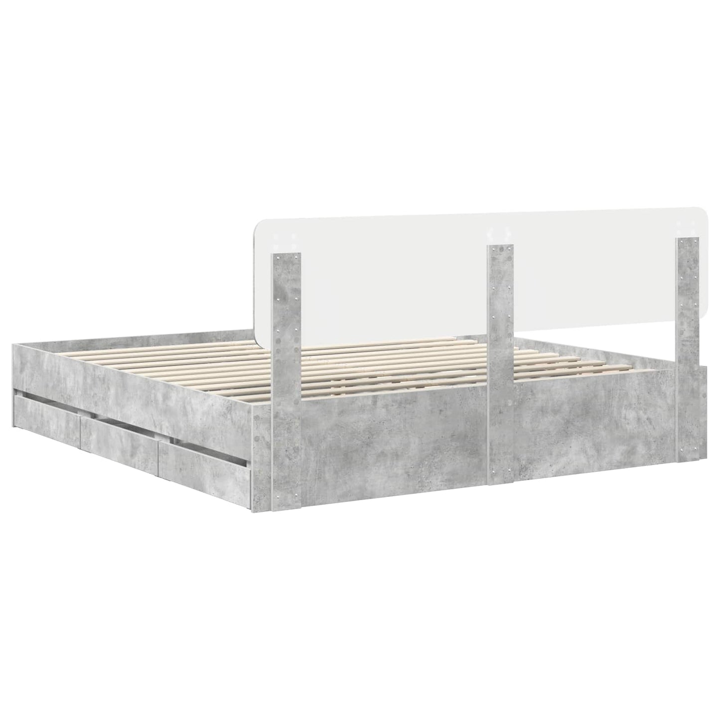 Bed Frame Concrete Grey 200 x 200 cm Engineered Wood