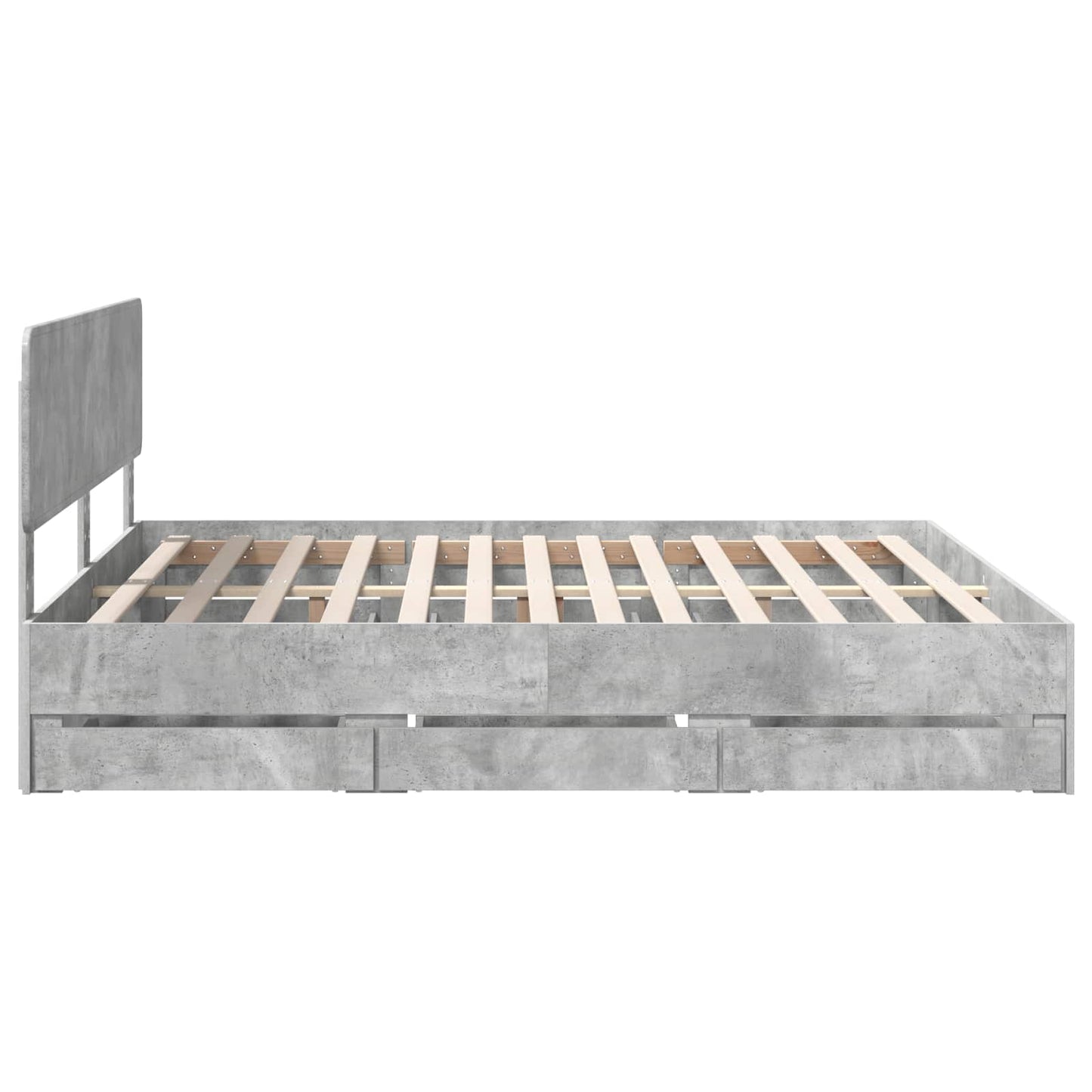 Bed Frame Concrete Grey 200 x 200 cm Engineered Wood