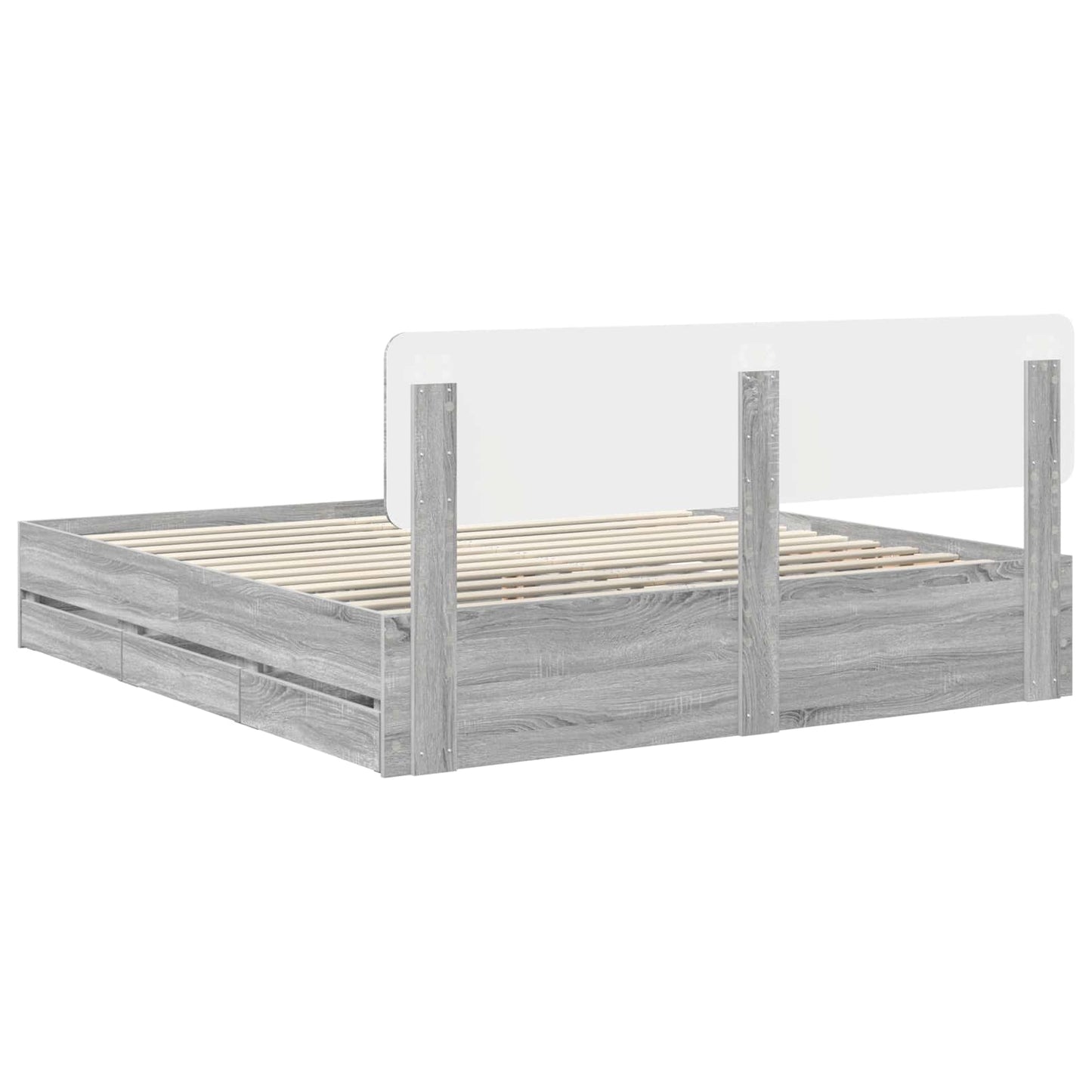 Bed Frame with Drawer Grey Sonoma 200 x 200 cm Engineered Wood