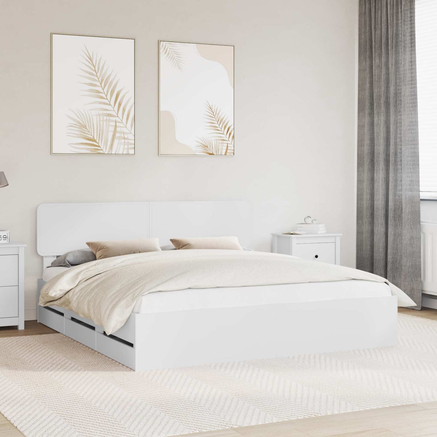 Bed Frame with Drawer White 180 x 200 cm Engineered Wood