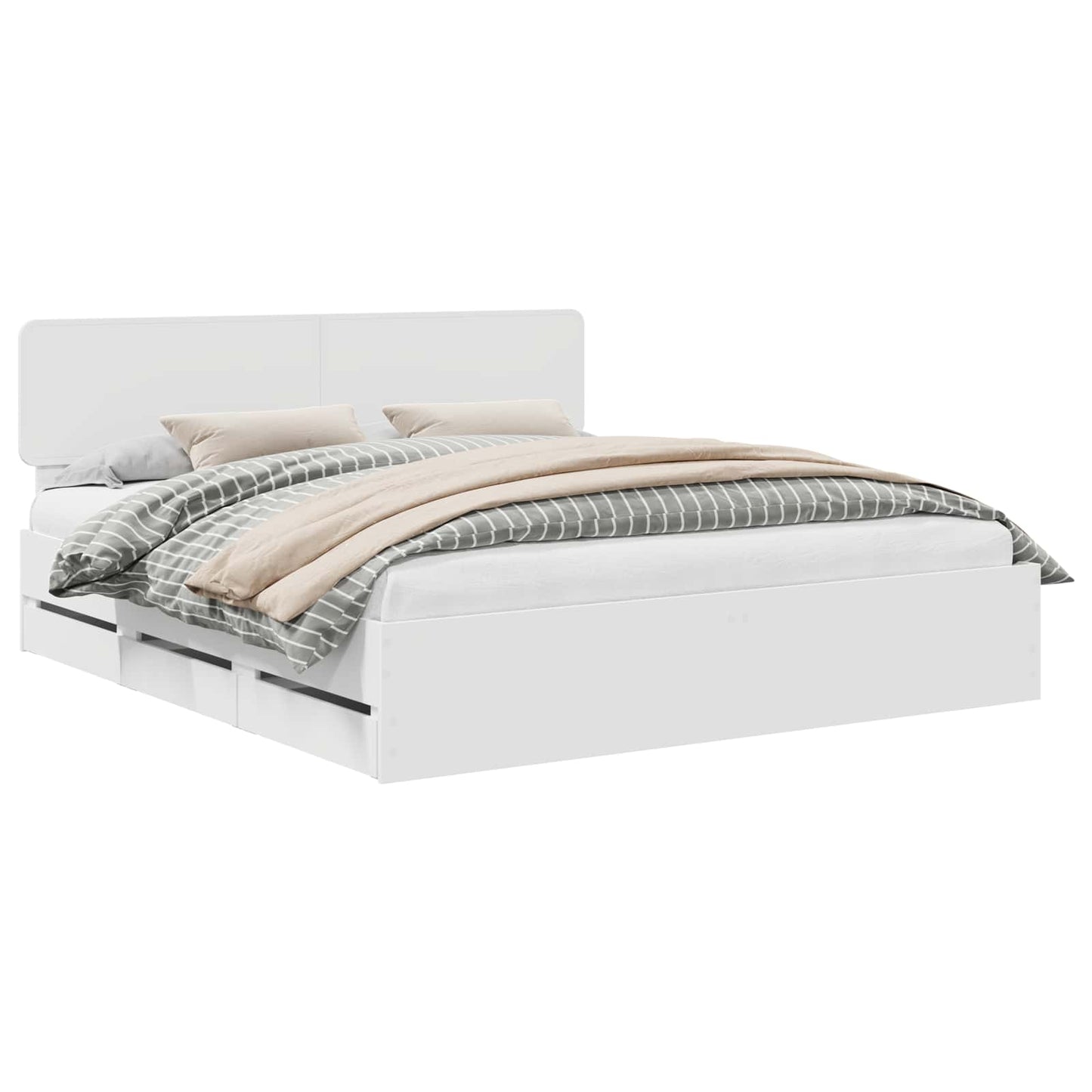 Bed Frame with Drawer White 180 x 200 cm Engineered Wood