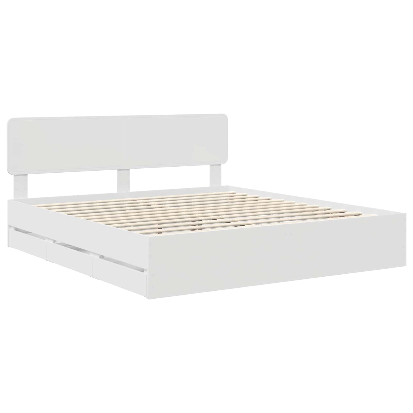 Bed Frame with Drawer White 180 x 200 cm Engineered Wood