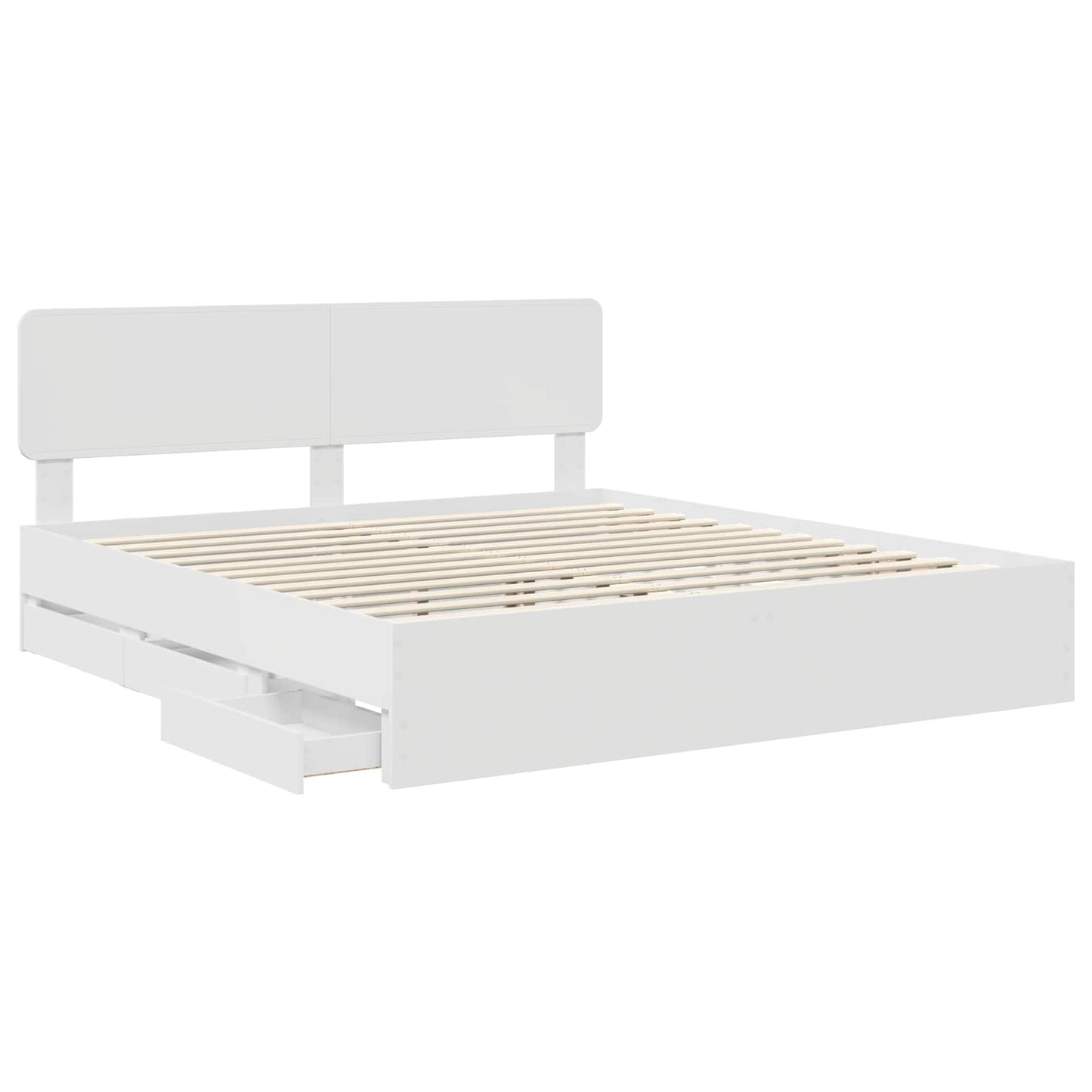 Bed Frame with Drawer White 180 x 200 cm Engineered Wood