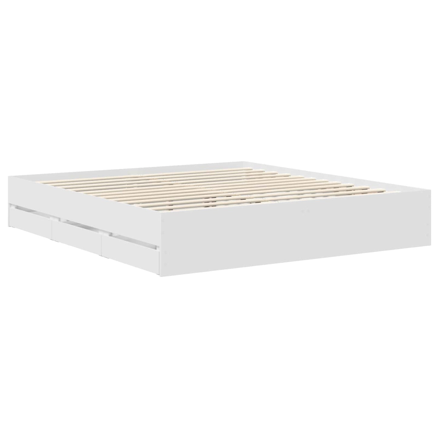 Bed Frame with Drawer White 180 x 200 cm Engineered Wood