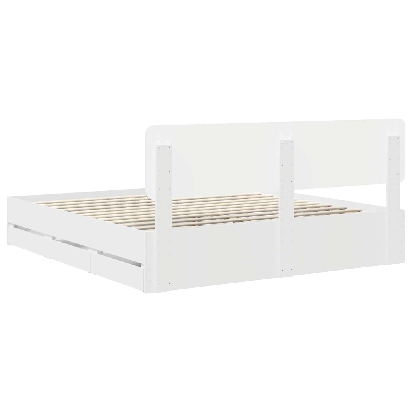 Bed Frame with Drawer White 180 x 200 cm Engineered Wood