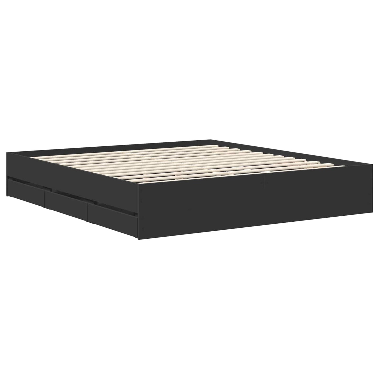 Bed Frame with Drawer Black 180 x 200 cm Engineered Wood