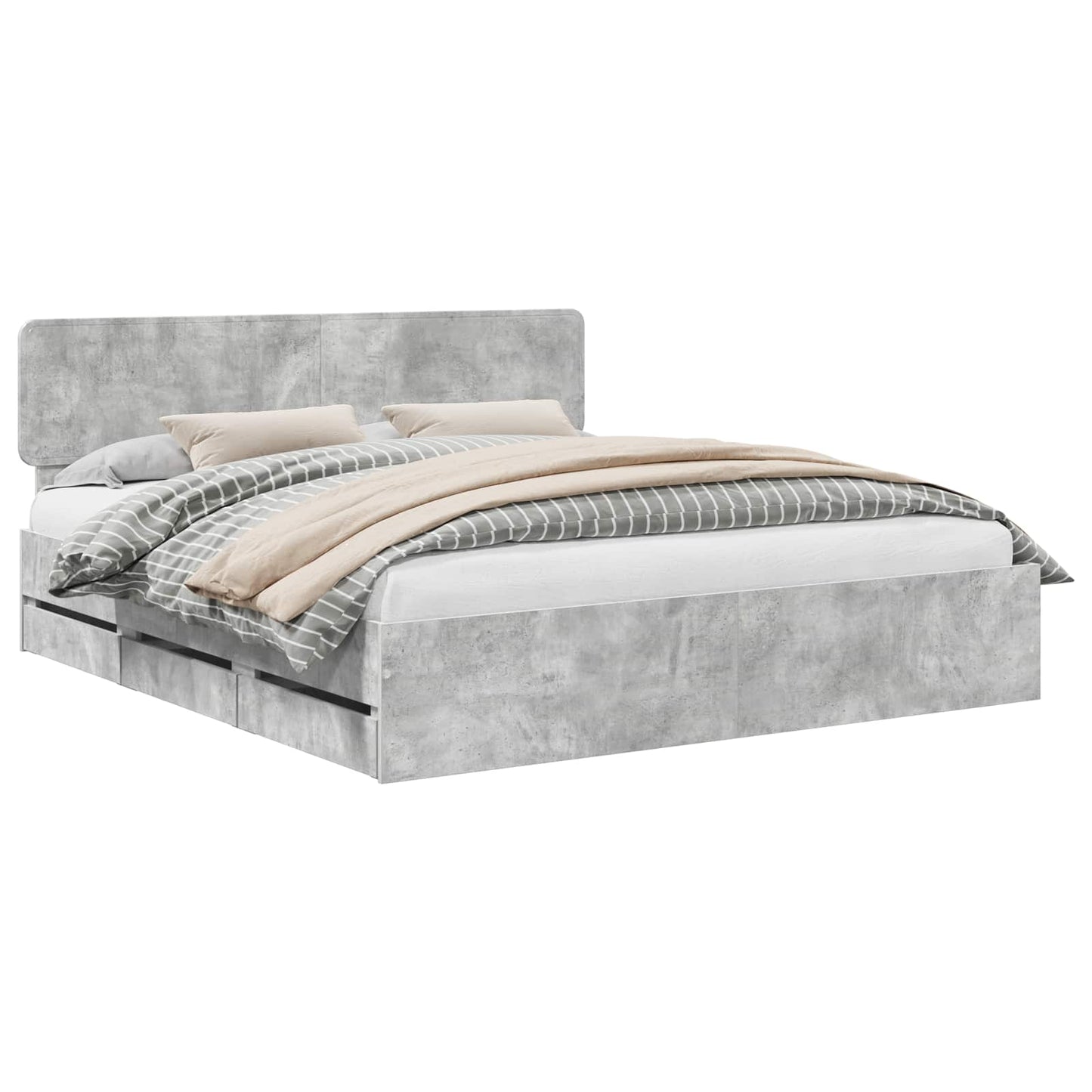 Bed Frame Concrete Grey 180 x 200 cm Engineered Wood