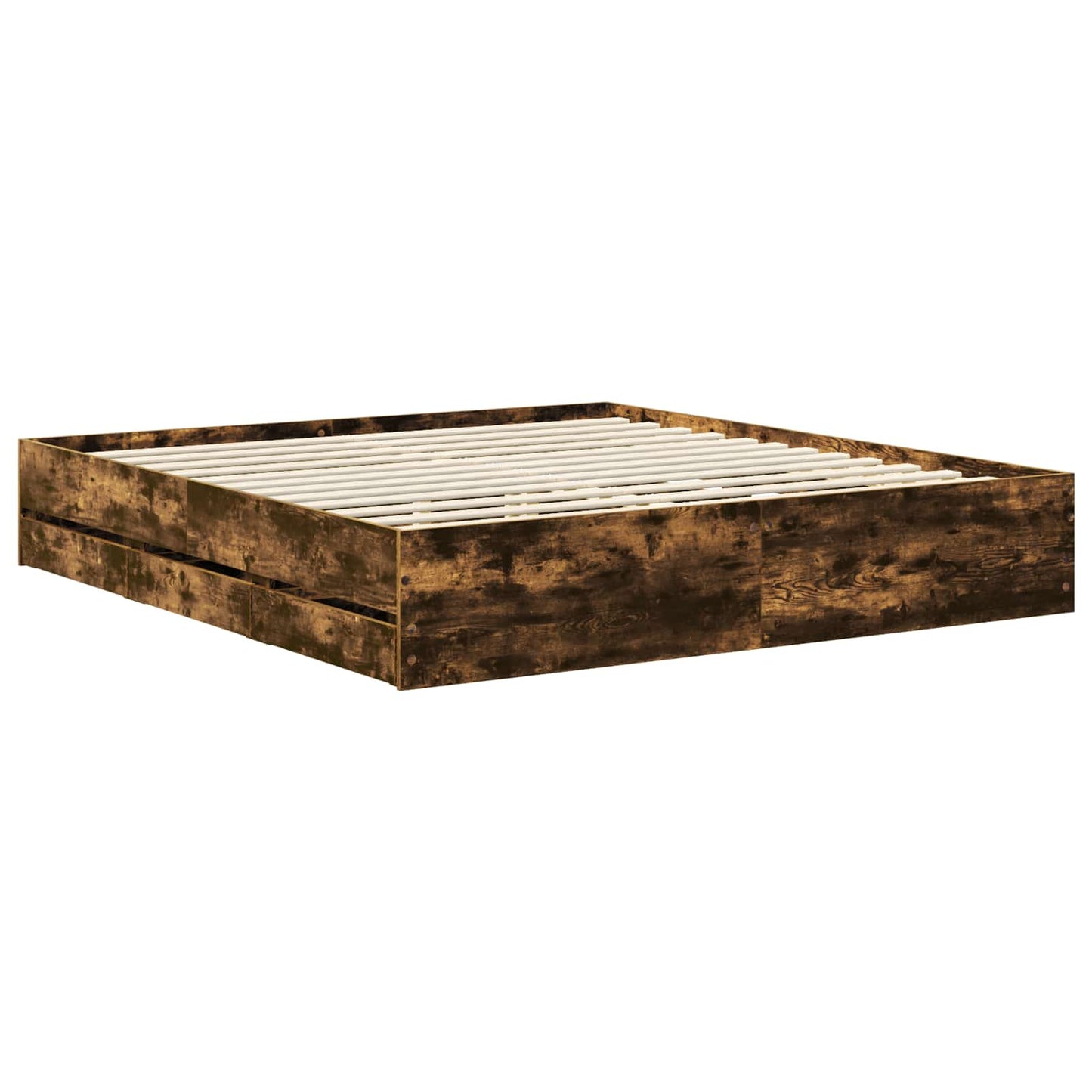 Bed Frame with Drawer Smoked Oak 180 x 200 cm Engineered Wood