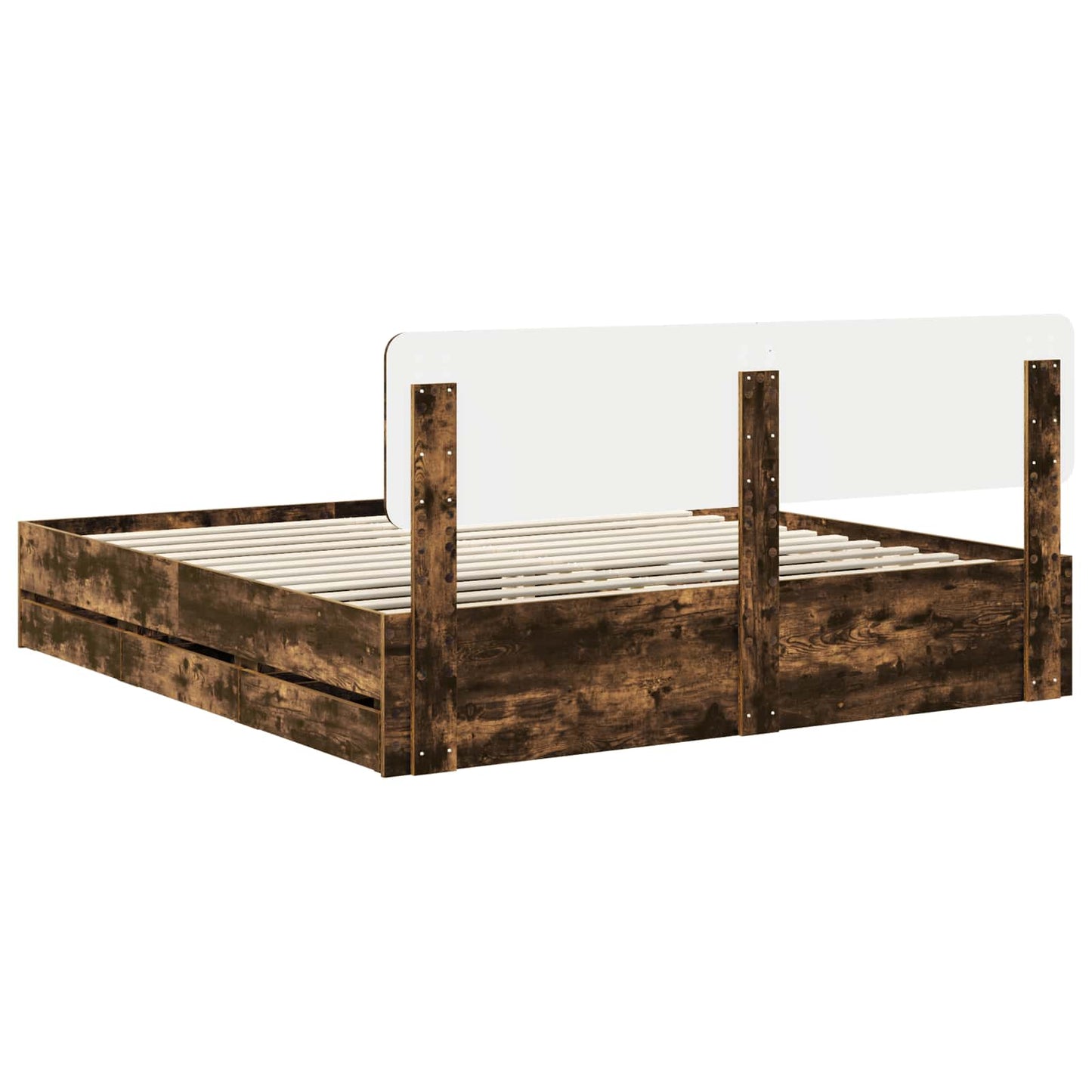 Bed Frame with Drawer Smoked Oak 180 x 200 cm Engineered Wood