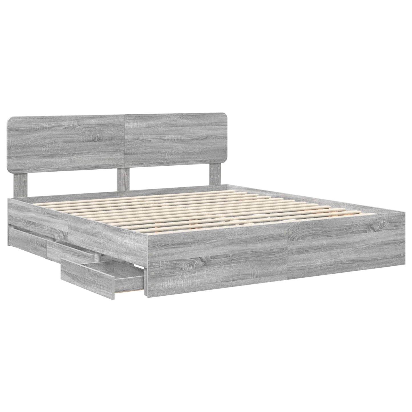 Bed Frame with Drawer Grey Sonoma 180 x 200 cm Engineered Wood