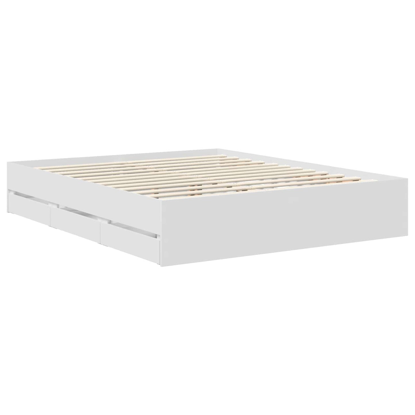 Bed Frame with Drawer White 160 x 200 cm Engineered Wood