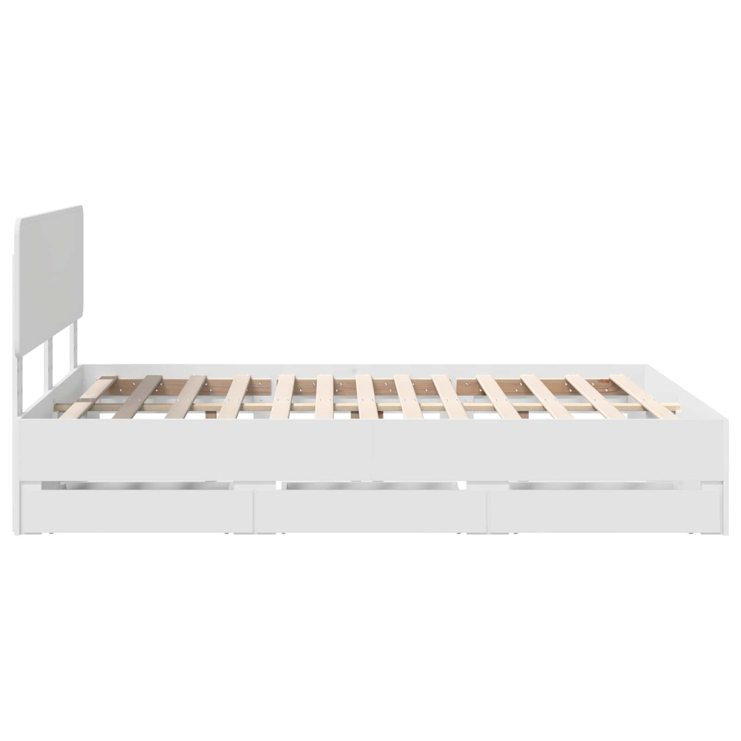 Bed Frame with Drawer White 160 x 200 cm Engineered Wood