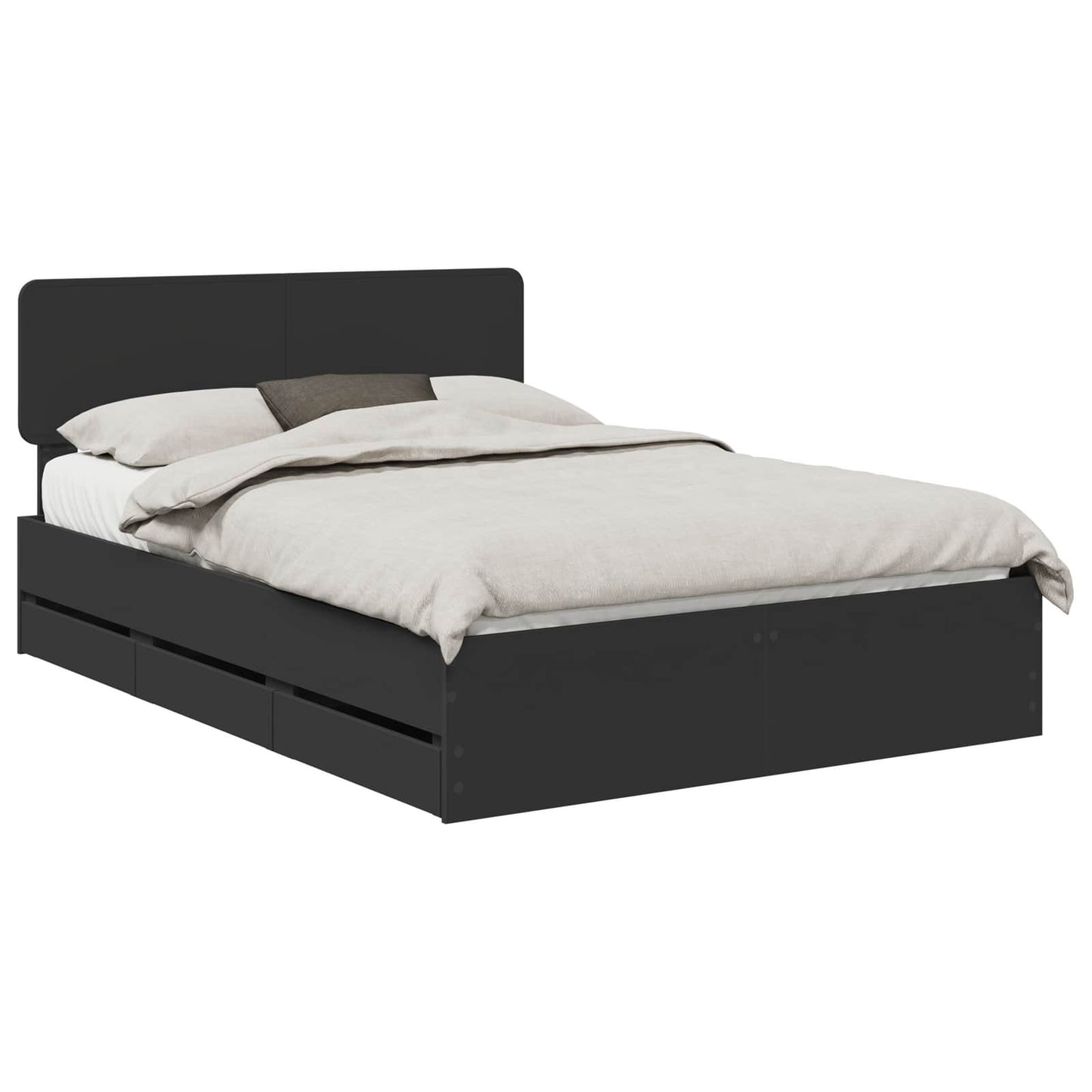 Bed Frame with Drawer Black 160 x 200 cm Engineered Wood