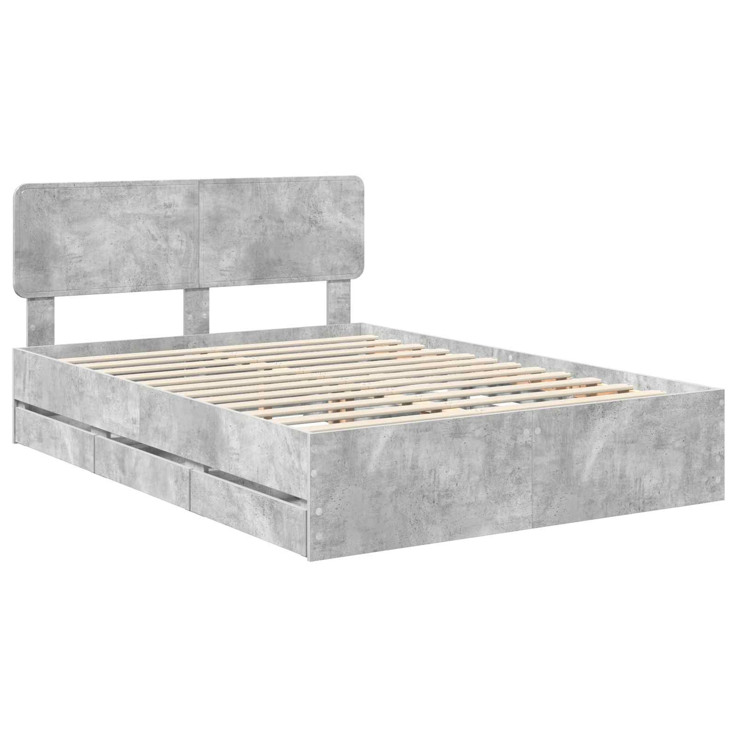 Bed Frame Concrete Grey 160 x 200 cm Engineered Wood
