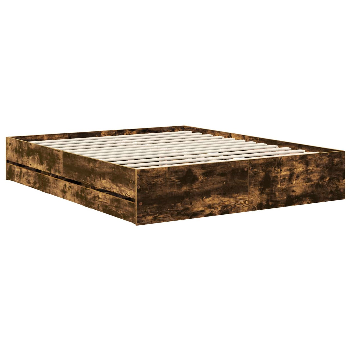 Bed Frame with Drawer Smoked Oak 160 x 200 cm Engineered Wood