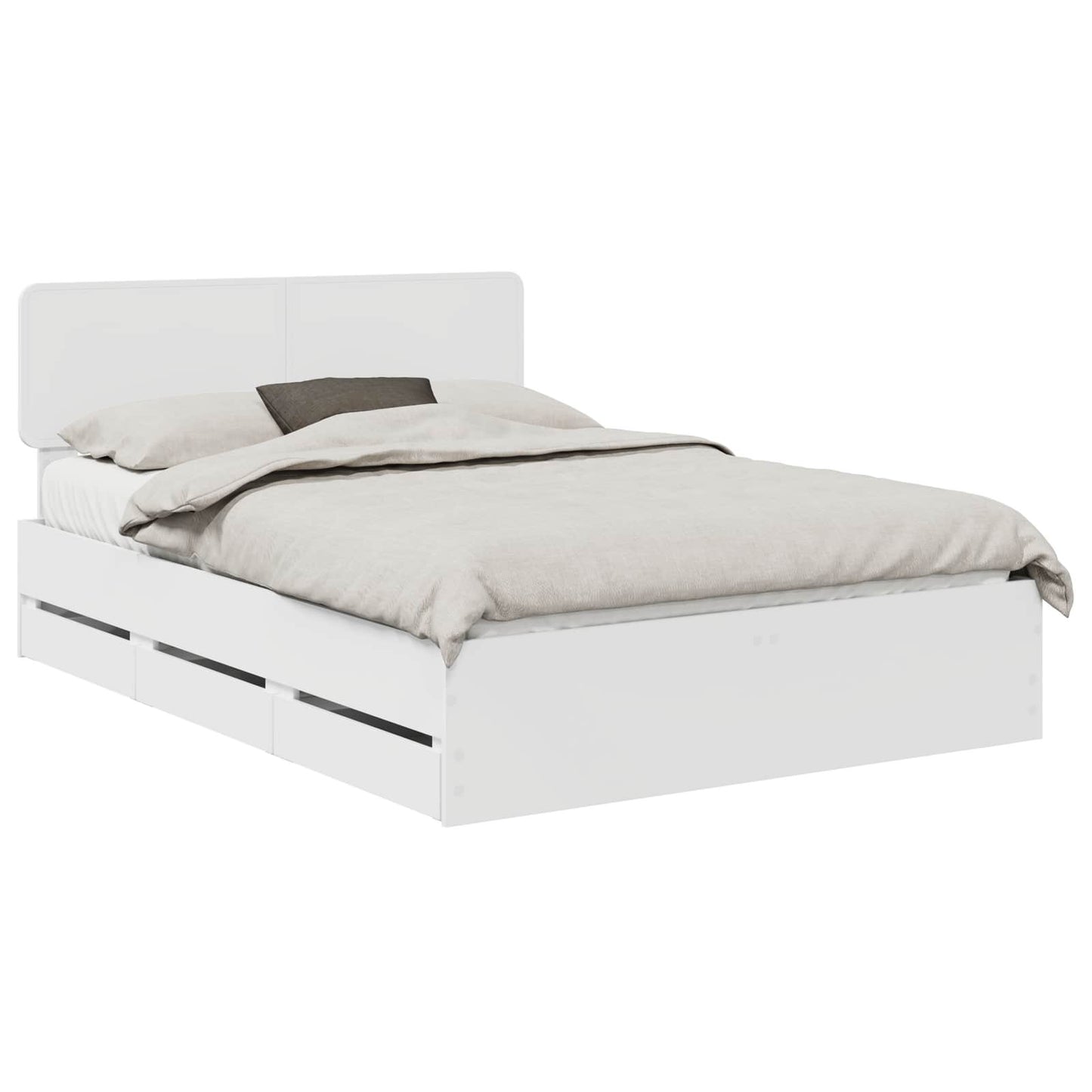 Bed Frame with Drawer White 150 x 200 cm Engineered Wood