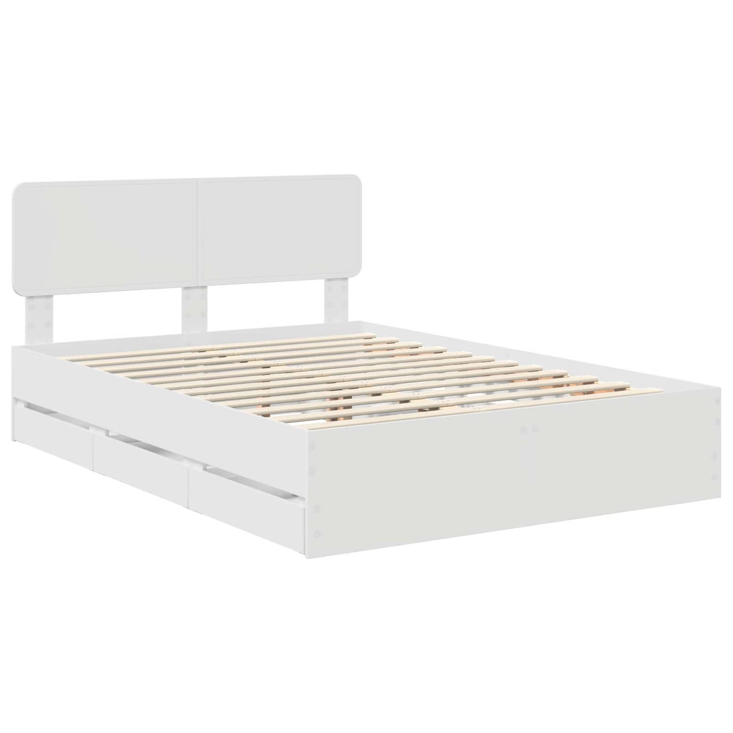 Bed Frame with Drawer White 150 x 200 cm Engineered Wood