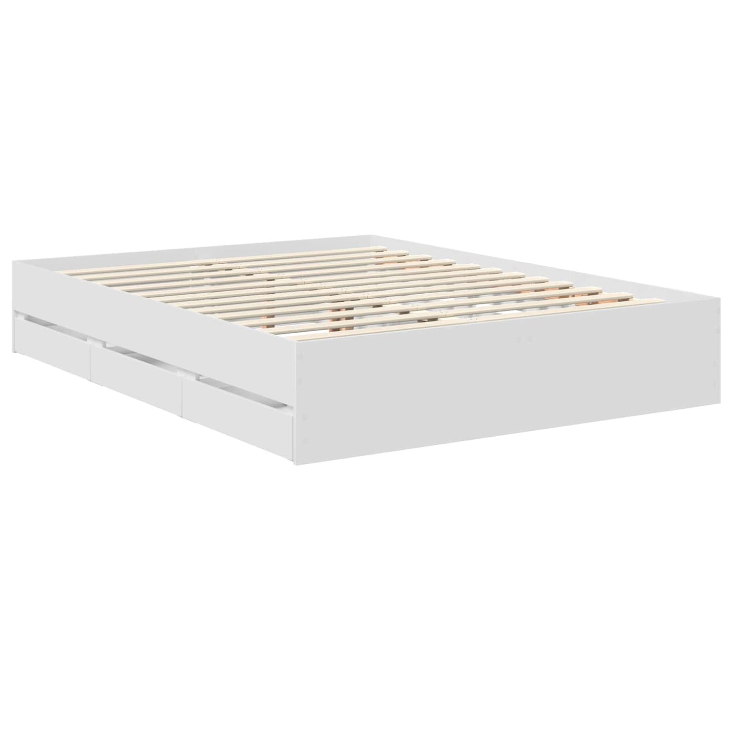 Bed Frame with Drawer White 150 x 200 cm Engineered Wood