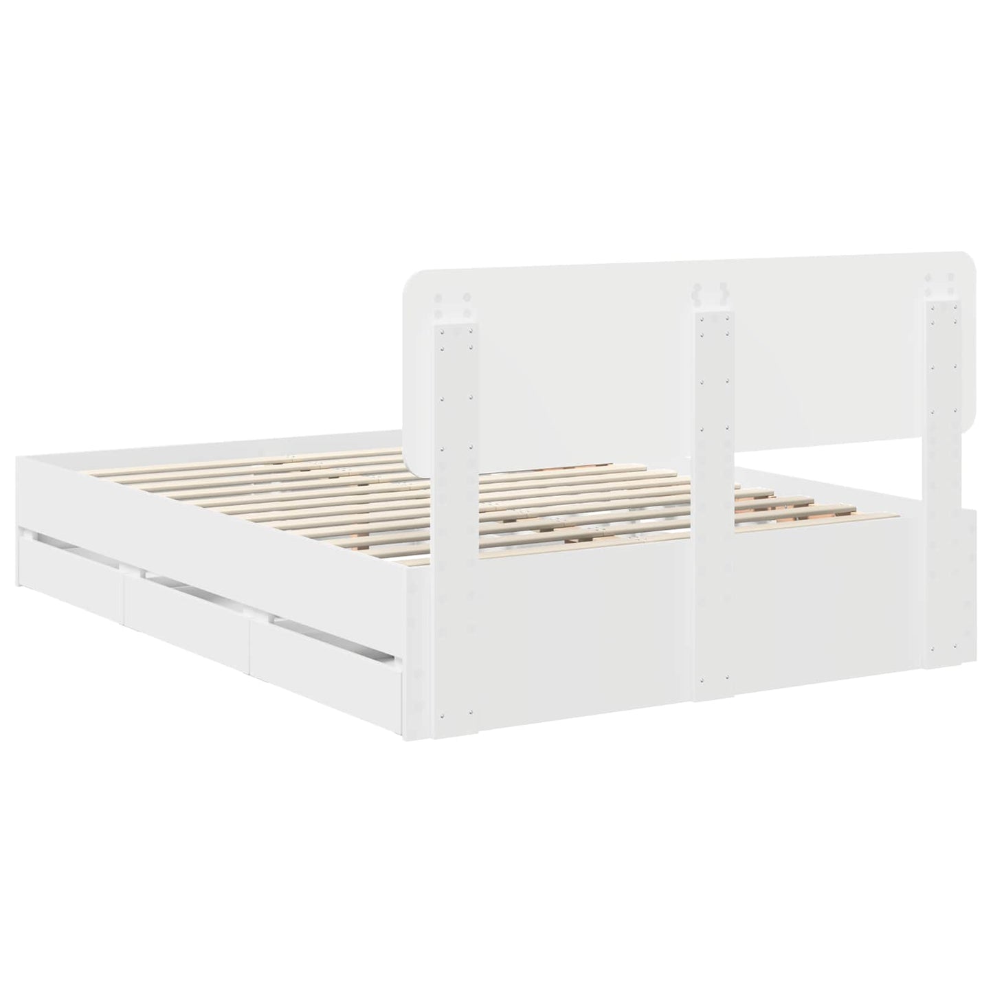 Bed Frame with Drawer White 150 x 200 cm Engineered Wood