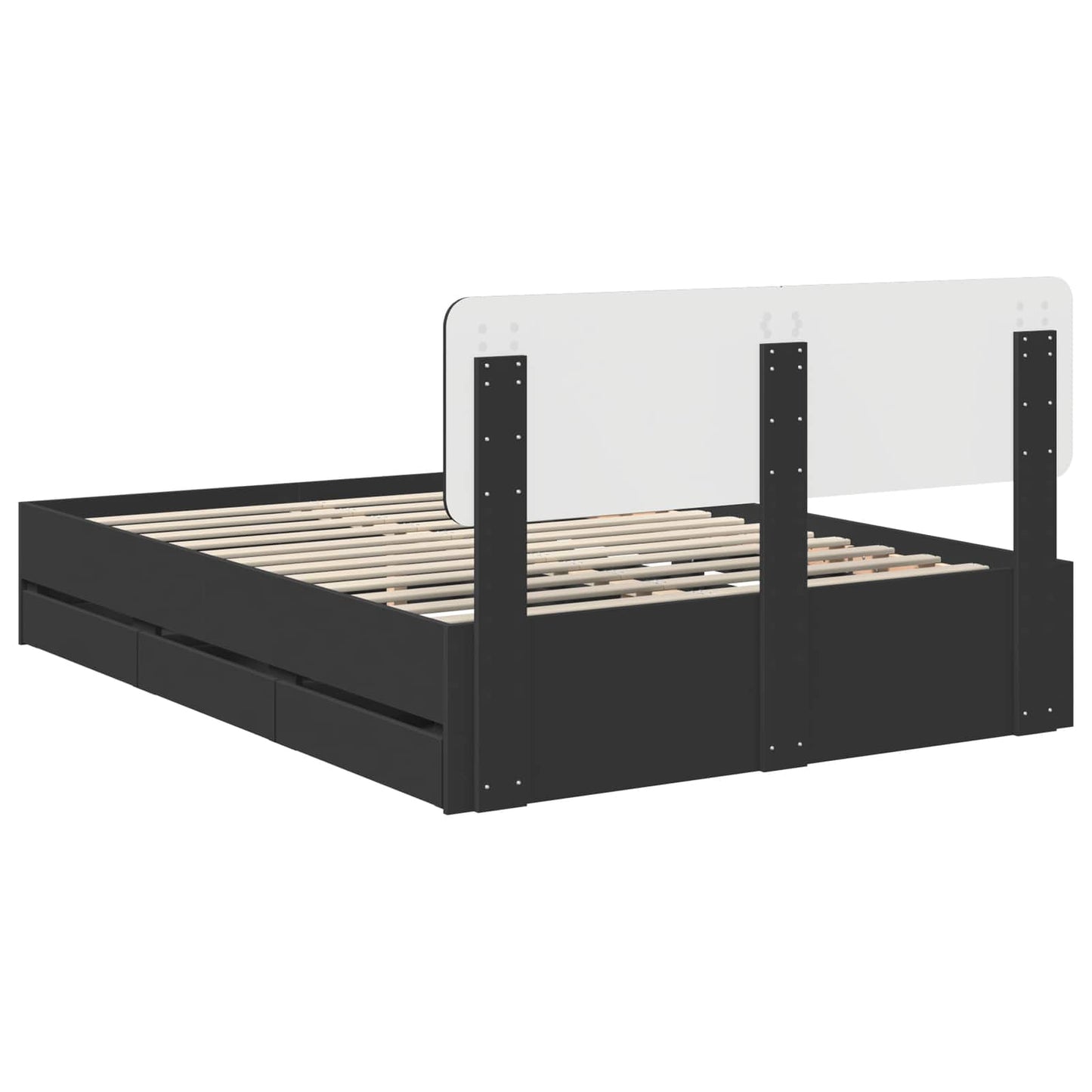Bed Frame with Drawer Black 150 x 200 cm Engineered Wood