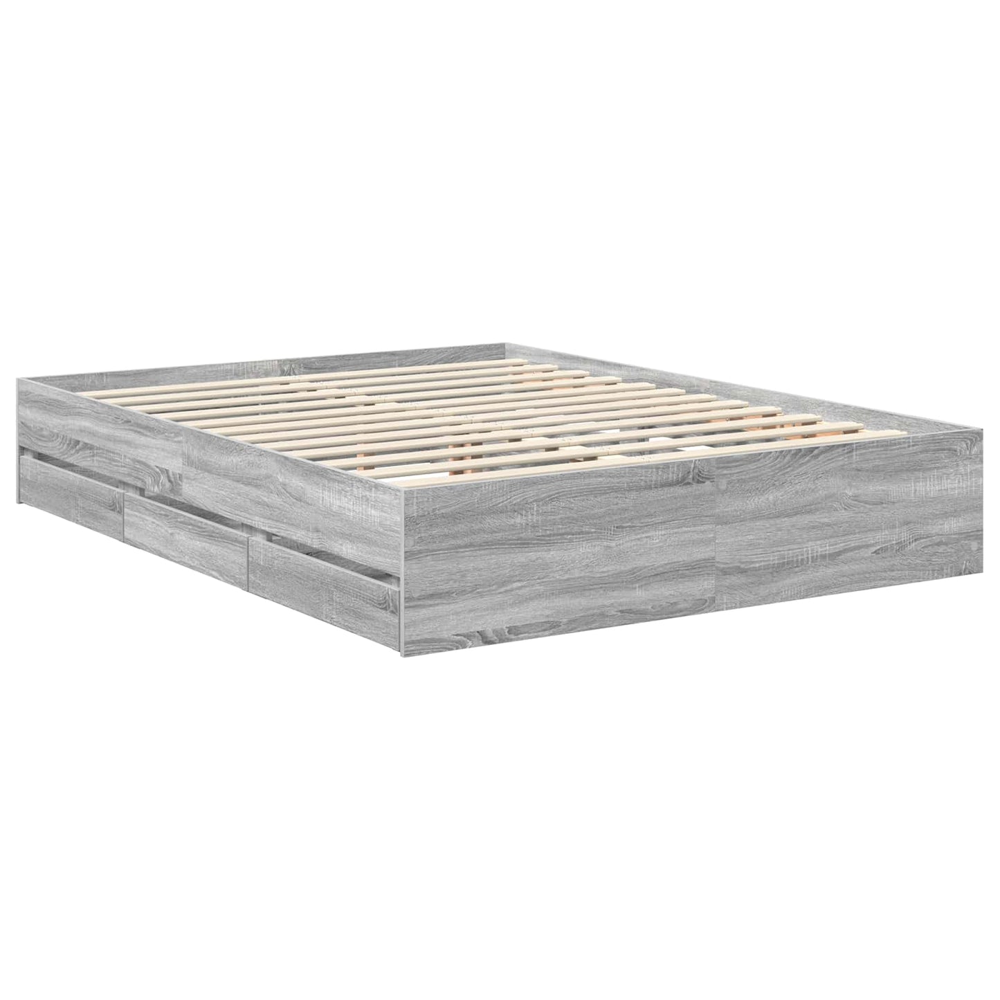 Bed Frame with Drawer Grey Sonoma 150 x 200 cm Engineered Wood