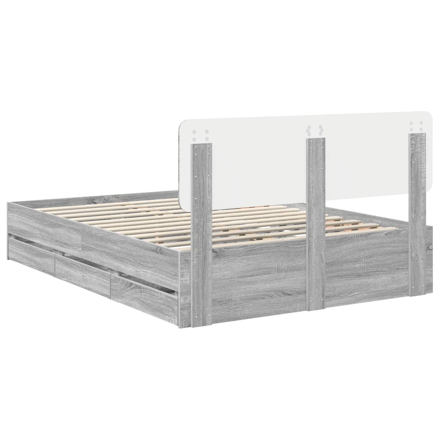 Bed Frame with Drawer Grey Sonoma 150 x 200 cm Engineered Wood