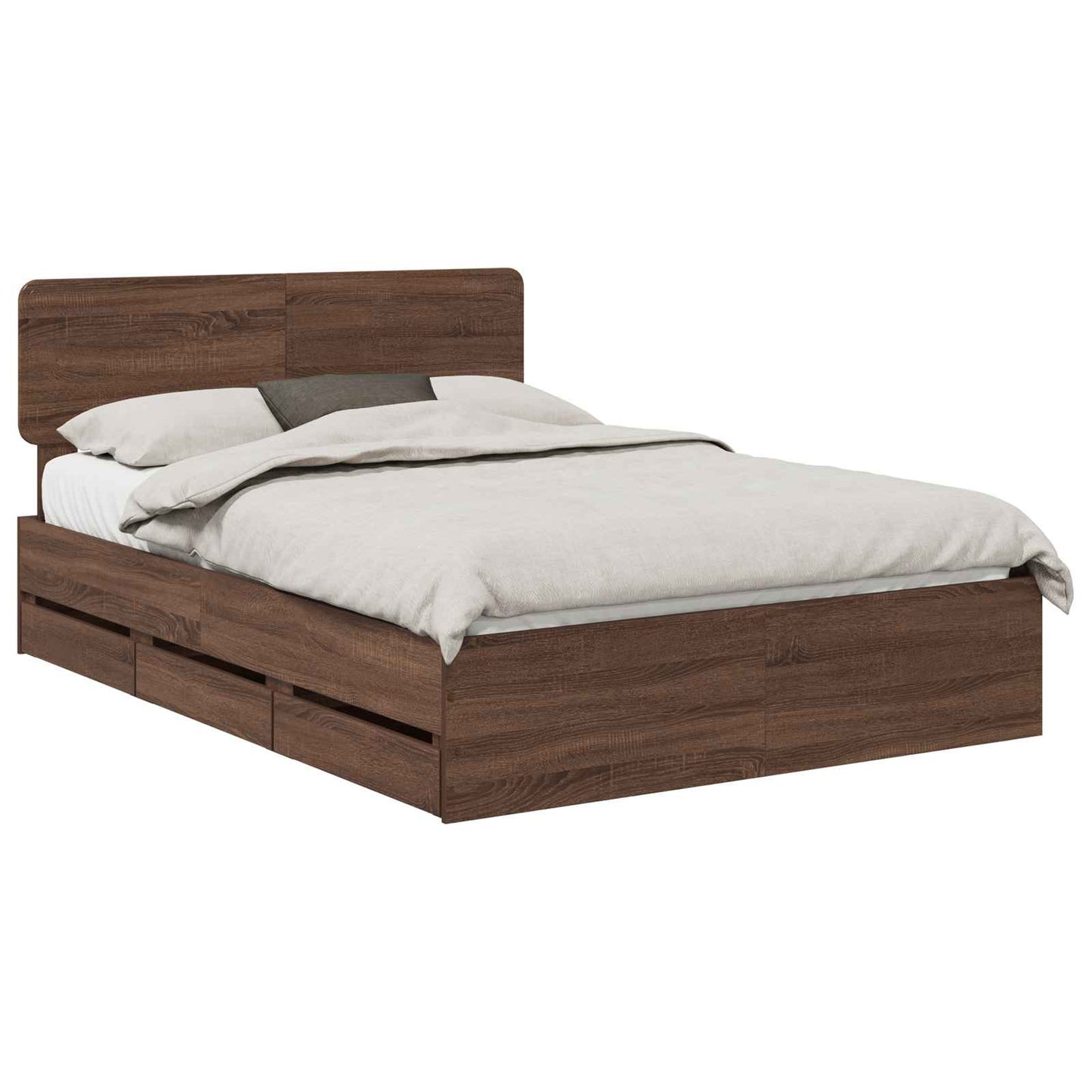 Bed Frame with Drawer Brown Oak 150 x 200 cm Engineered Wood