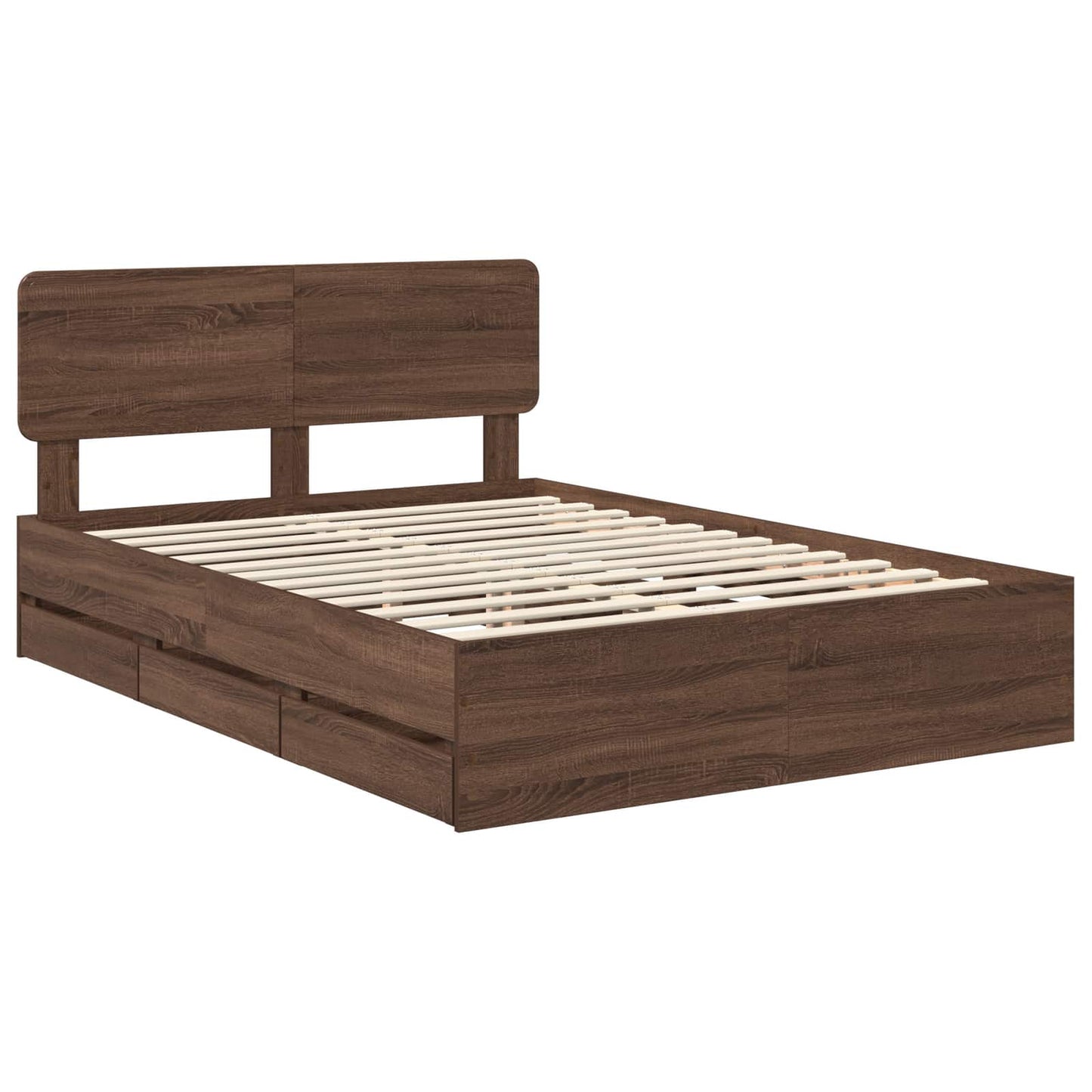 Bed Frame with Drawer Brown Oak 150 x 200 cm Engineered Wood