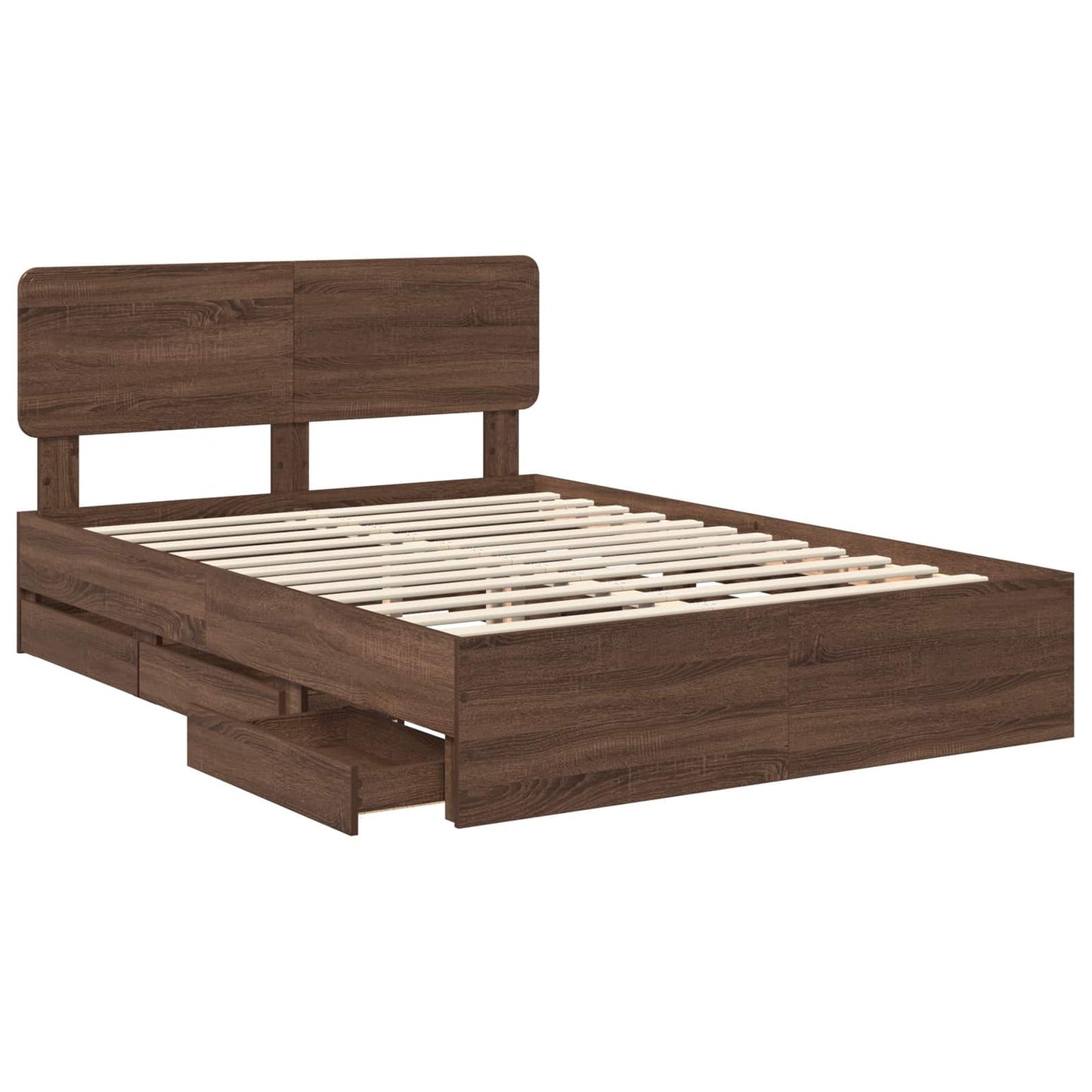 Bed Frame with Drawer Brown Oak 150 x 200 cm Engineered Wood