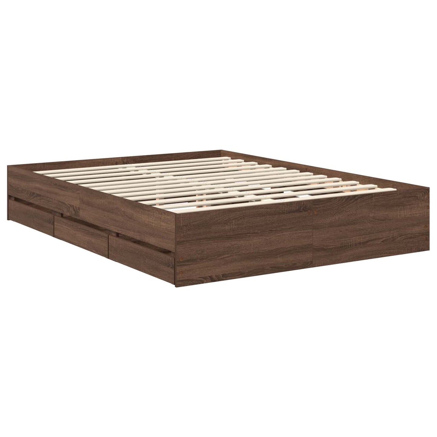 Bed Frame with Drawer Brown Oak 150 x 200 cm Engineered Wood