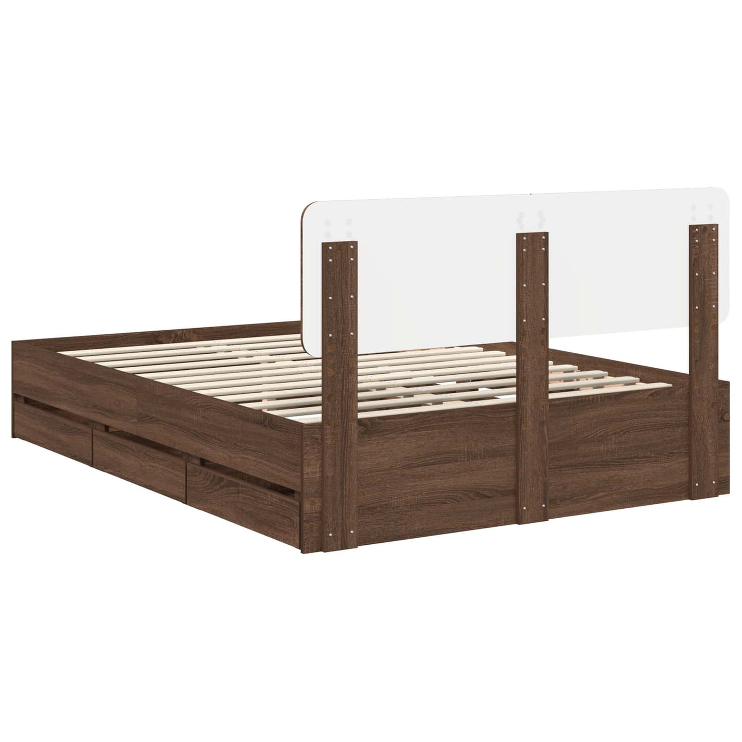 Bed Frame with Drawer Brown Oak 150 x 200 cm Engineered Wood