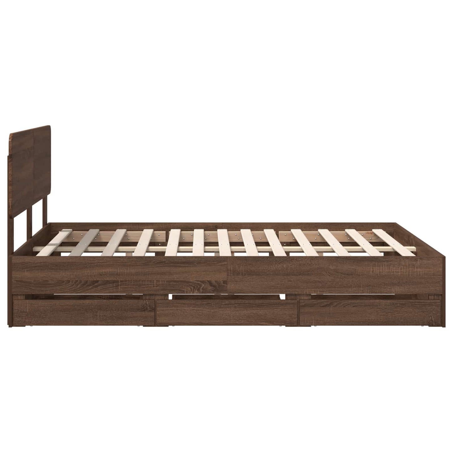 Bed Frame with Drawer Brown Oak 150 x 200 cm Engineered Wood