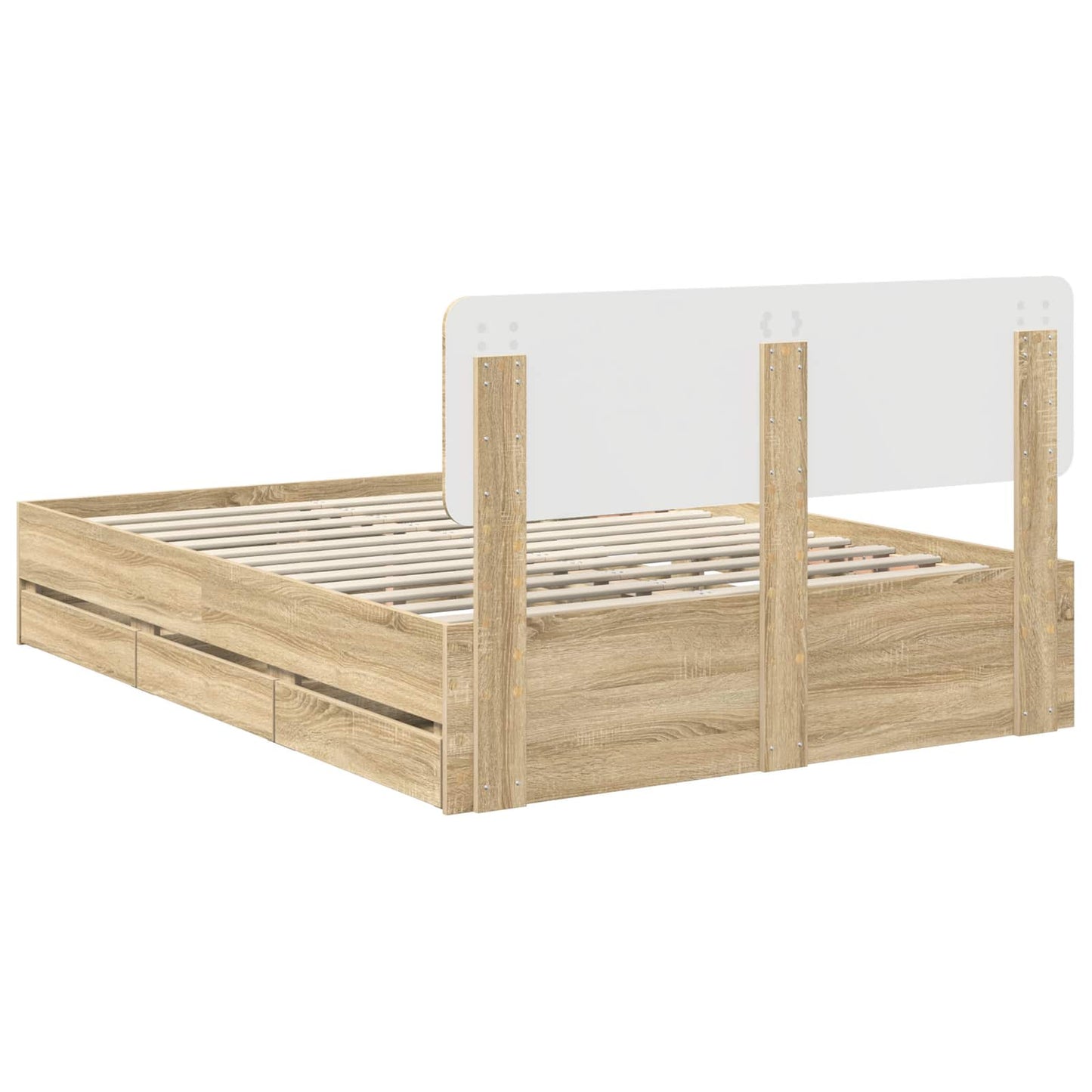 Bed Frame with Drawer Sonoma Oak 140 x 200 cm Engineered Wood