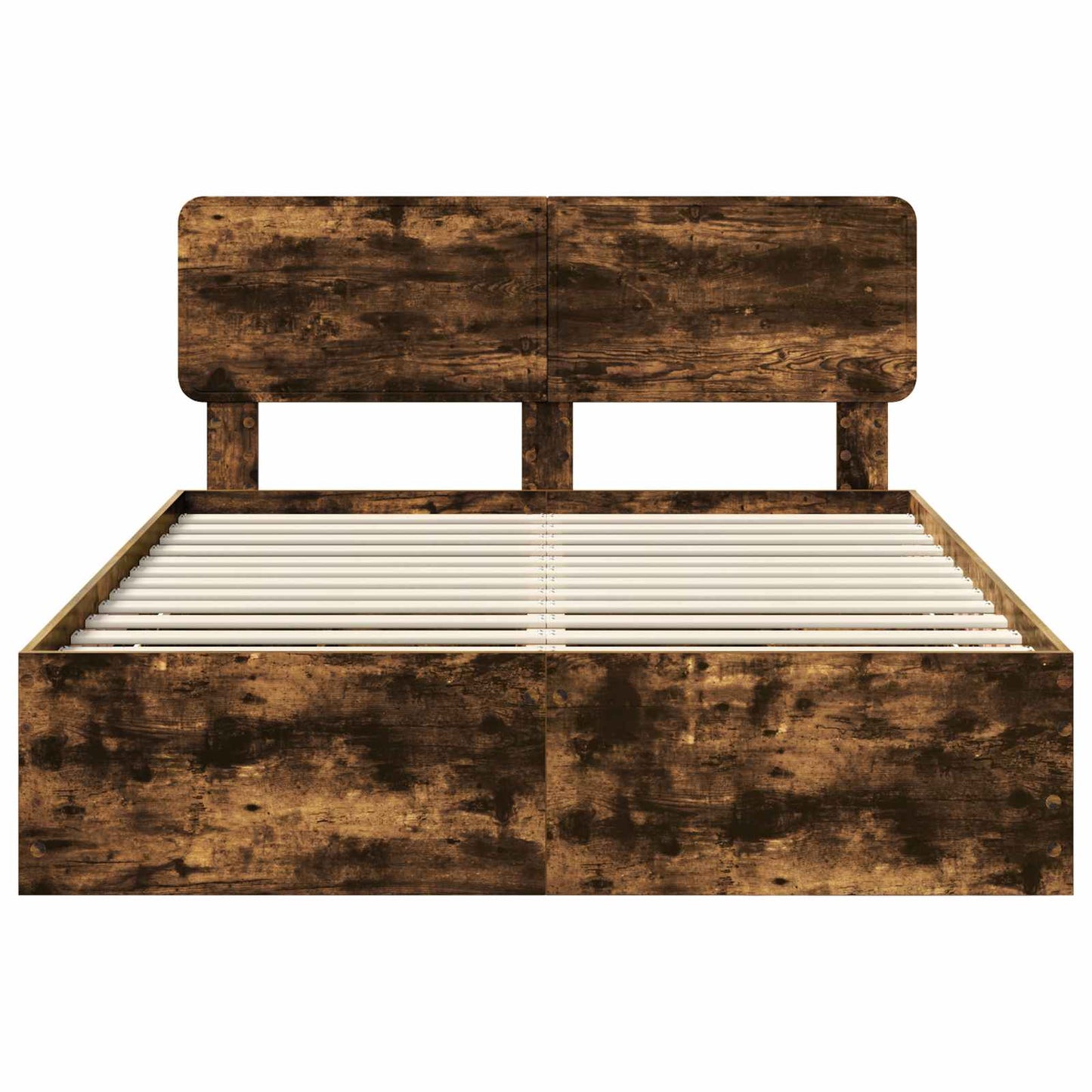 Bed Frame with Drawer Smoked Oak 140 x 200 cm Engineered Wood