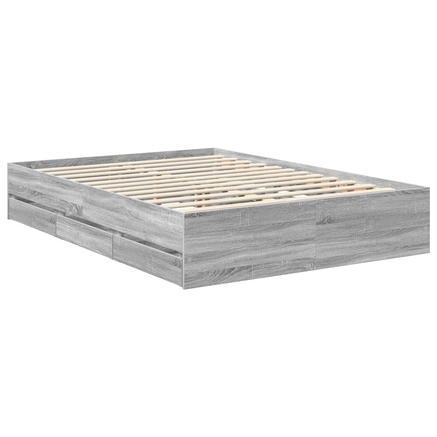 Bed Frame with Drawer Grey Sonoma 140 x 200 cm Engineered Wood