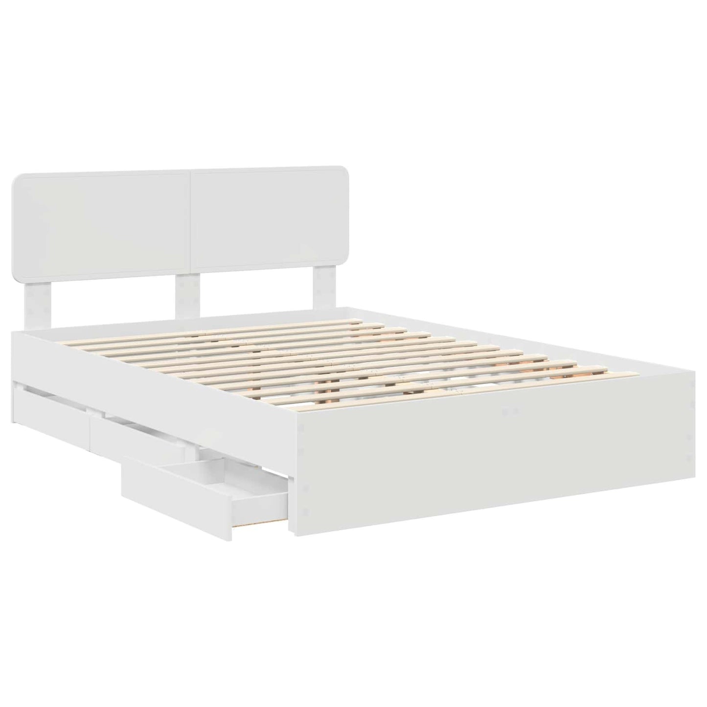 Bed Frame with Drawer White 140 x 190 cm Engineered Wood