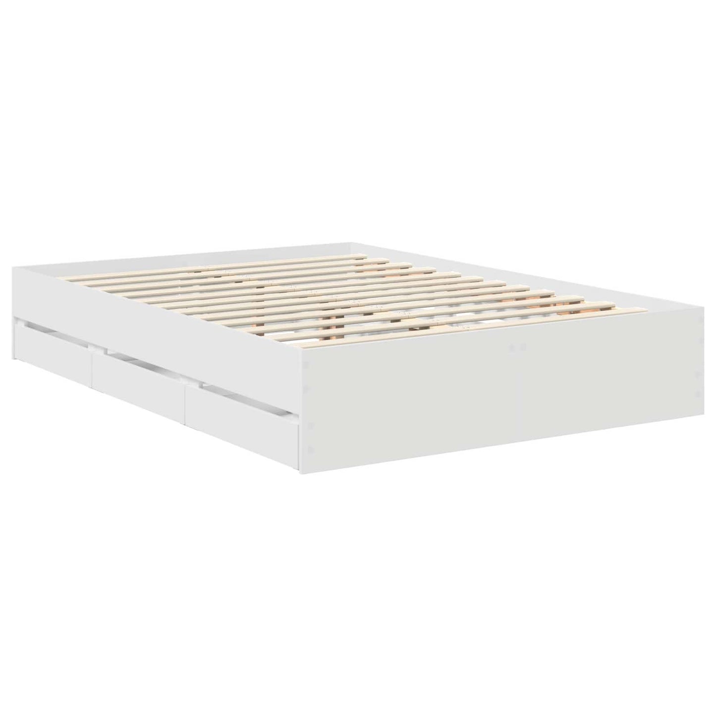 Bed Frame with Drawer White 140 x 190 cm Engineered Wood