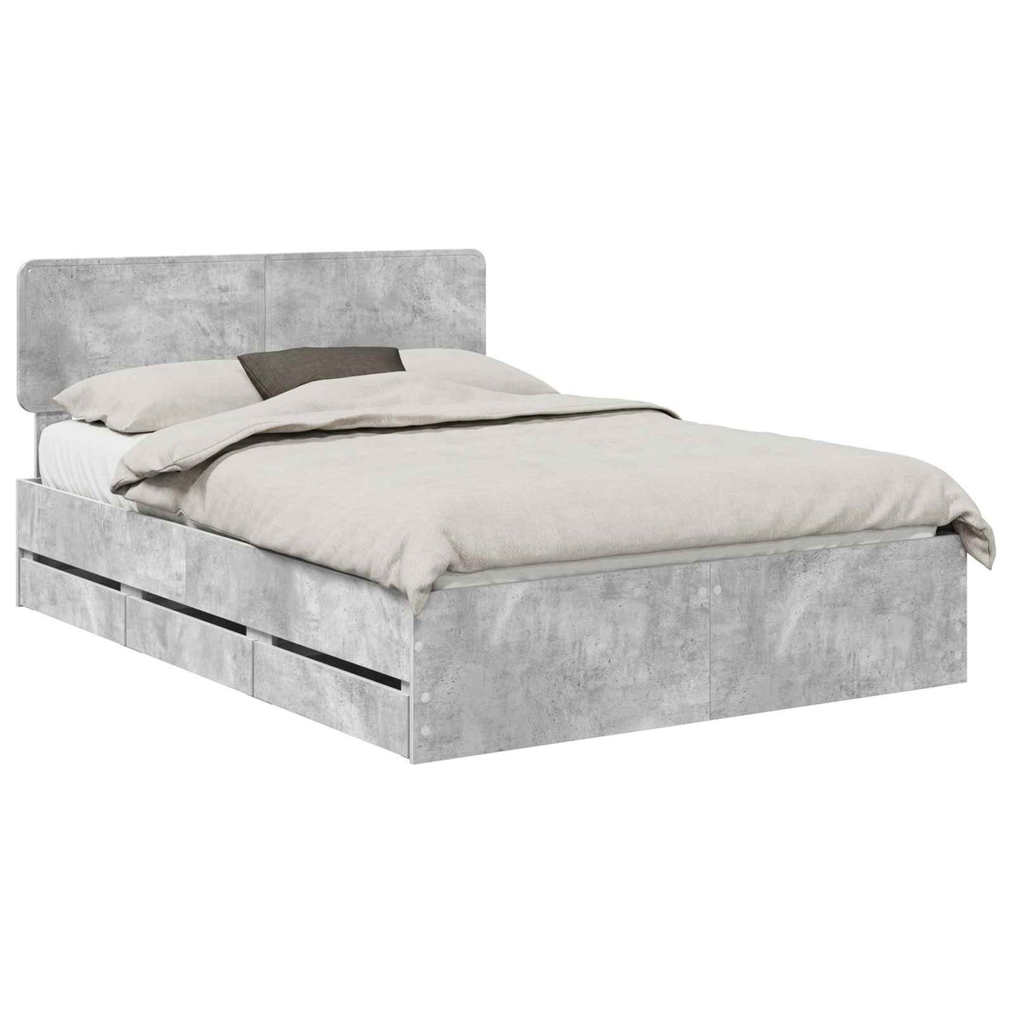 Bed Frame Concrete Grey 140 x 190 cm Engineered Wood