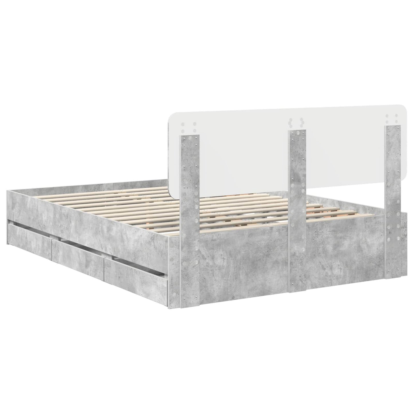 Bed Frame Concrete Grey 140 x 190 cm Engineered Wood