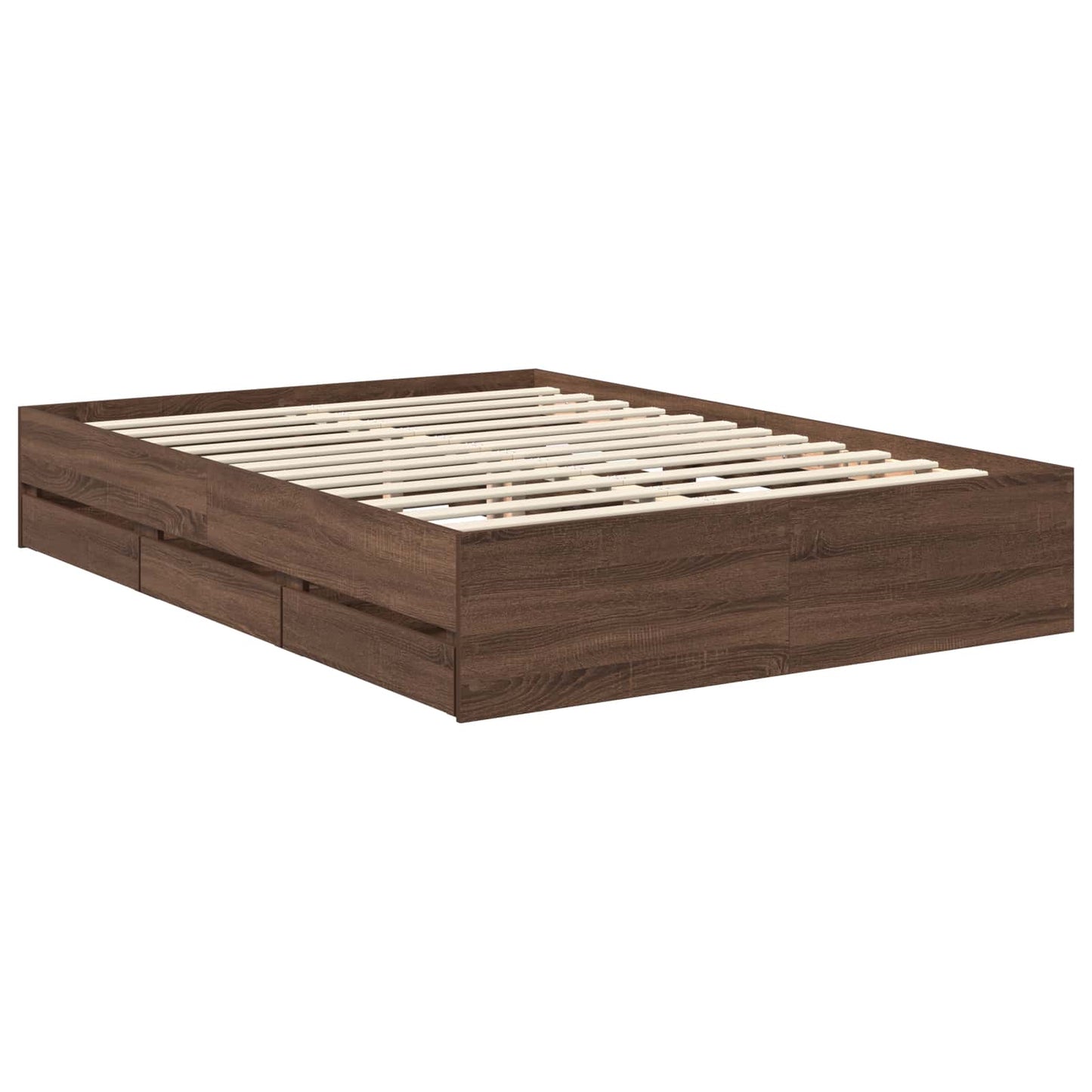Bed Frame with Drawer Brown Oak 135 x 190 cm Engineered Wood