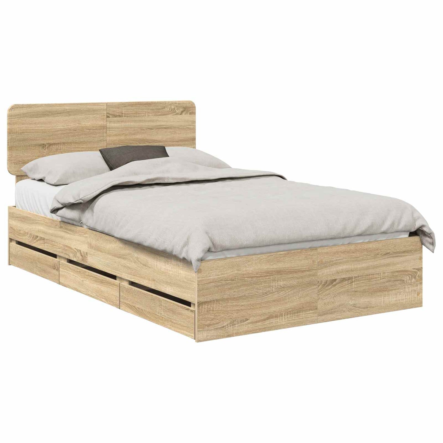 Bed Frame with Drawer Sonoma Oak 120 x 190 cm Engineered Wood