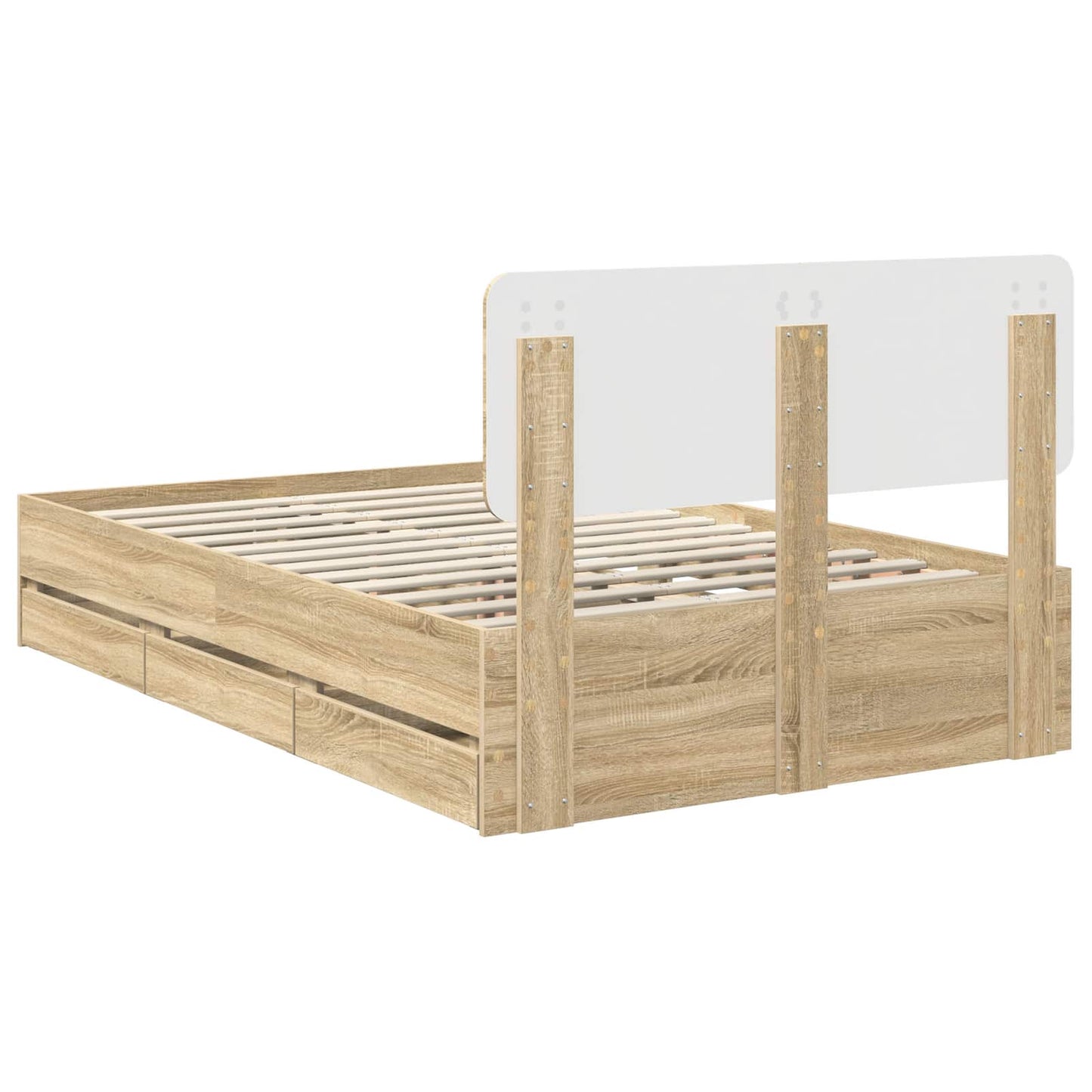 Bed Frame with Drawer Sonoma Oak 120 x 190 cm Engineered Wood