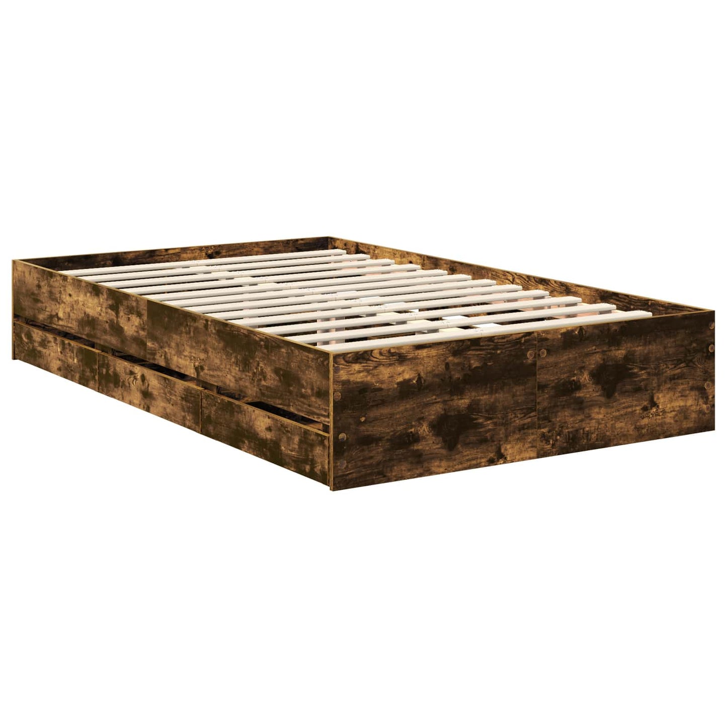 Bed Frame with Drawer Smoked Oak 120 x 190 cm Engineered Wood